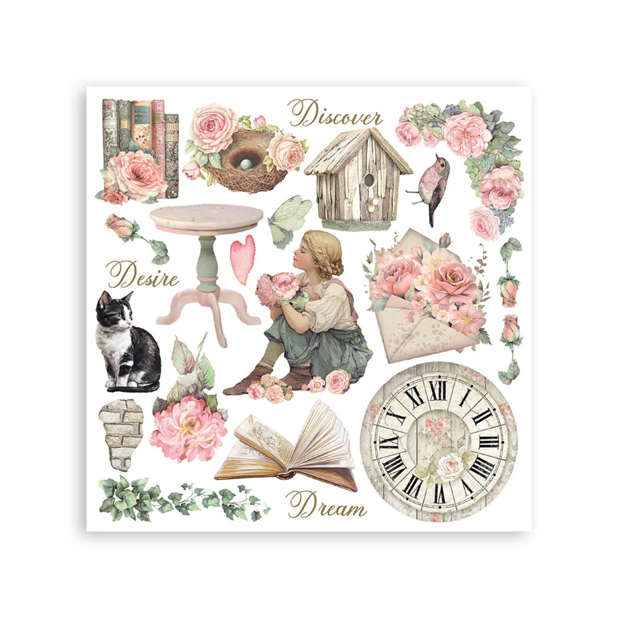 Stamperia - House of Roses - Rub ons kit - 15,5 x 15,5 cm