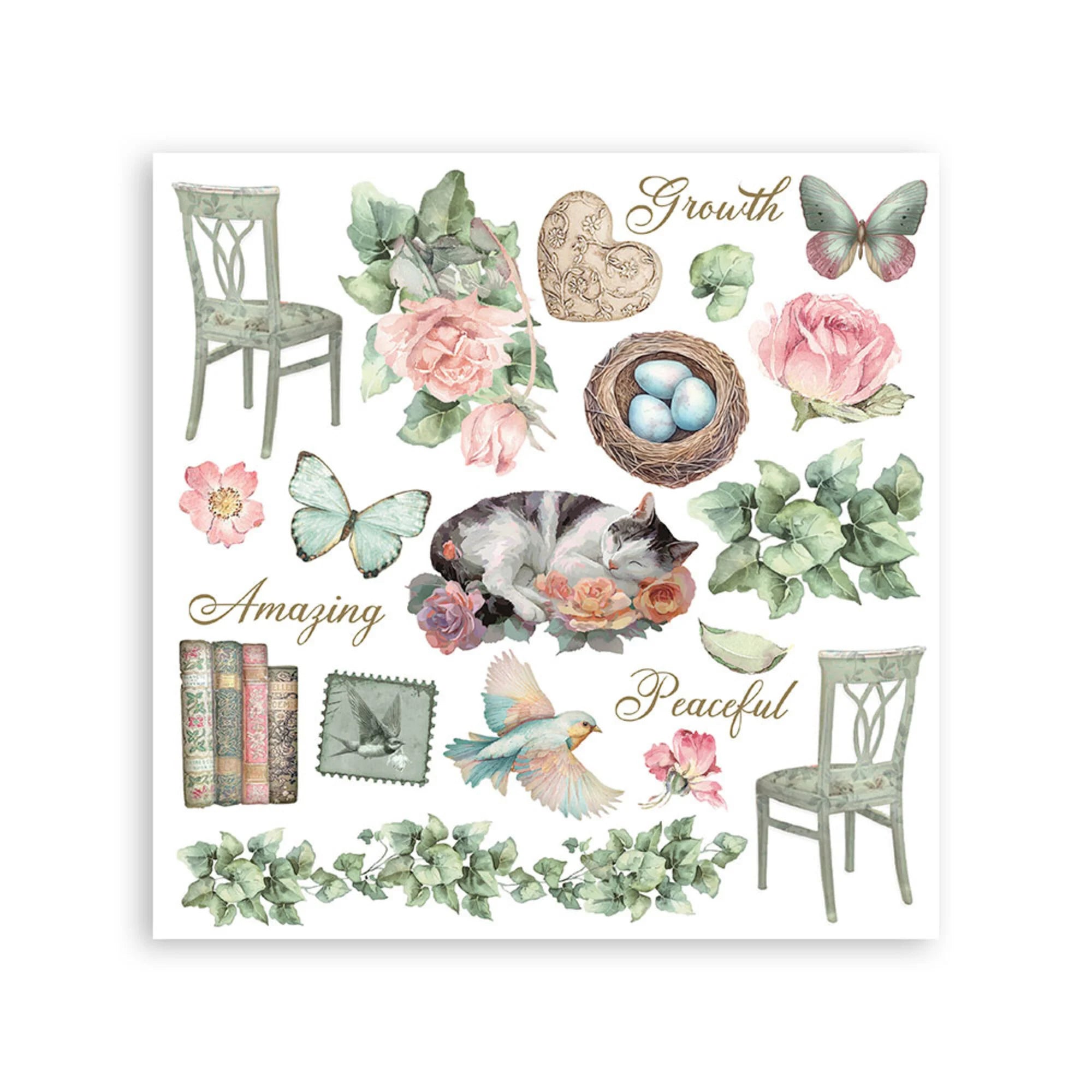 Stamperia - House of Roses - Rub ons kit - 15,5 x 15,5 cm