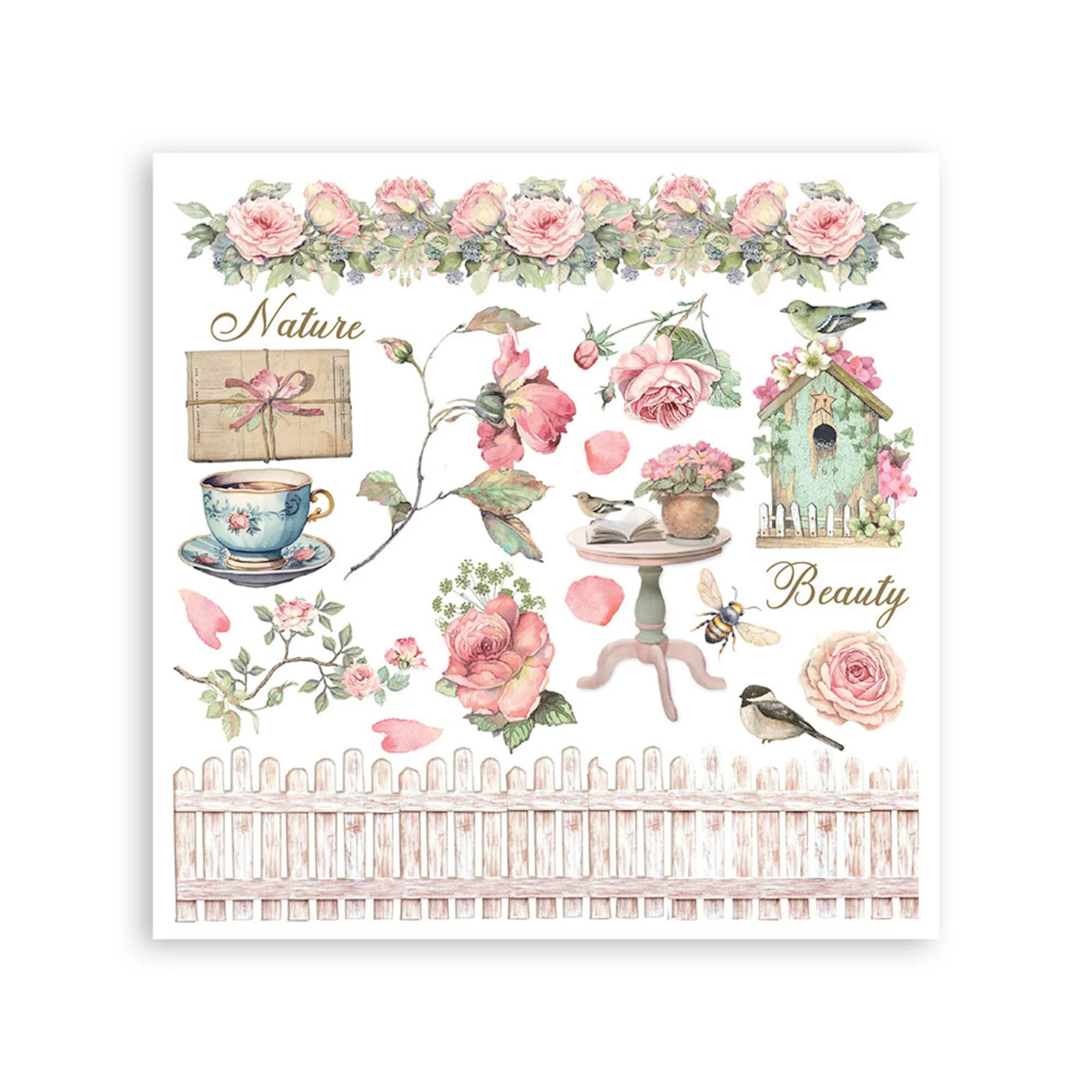 Stamperia - House of Roses - Rub ons kit - 15,5 x 15,5 cm