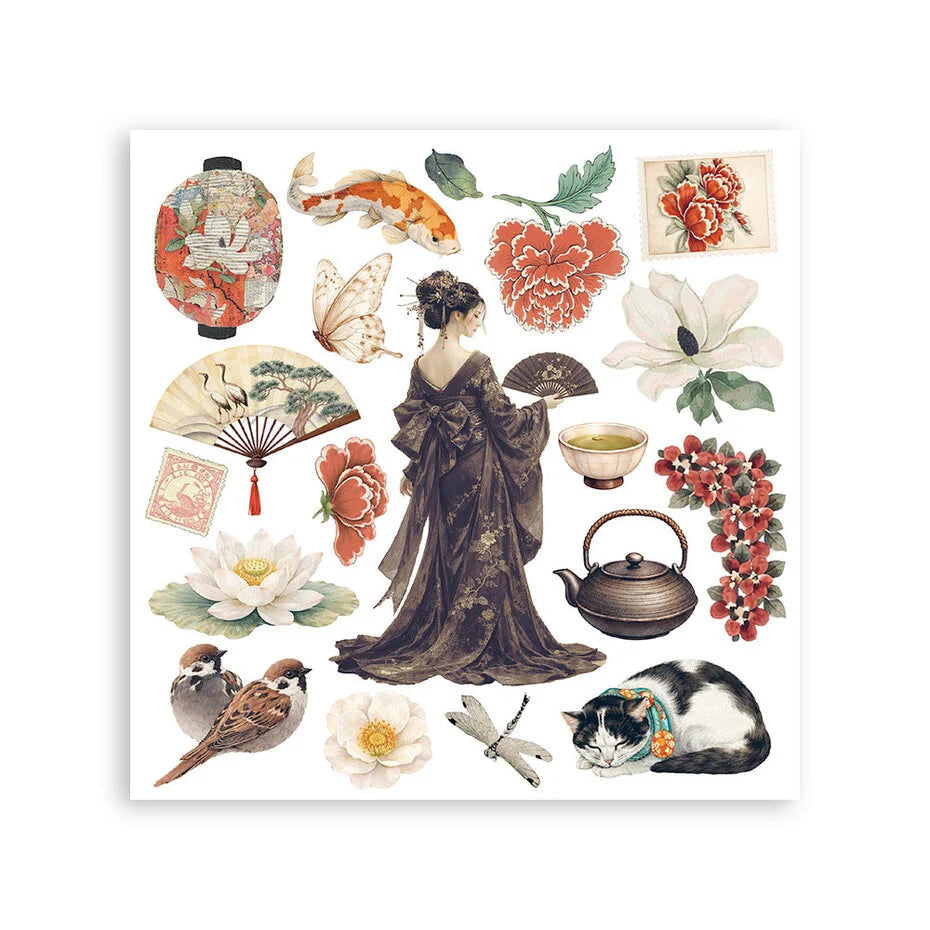 Stamperia - Oriental Garden - Rub On Assortment  - 15,5 x 15,5 cm