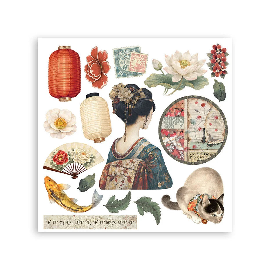 Stamperia - Oriental Garden - Rub On Assortment  - 15,5 x 15,5 cm