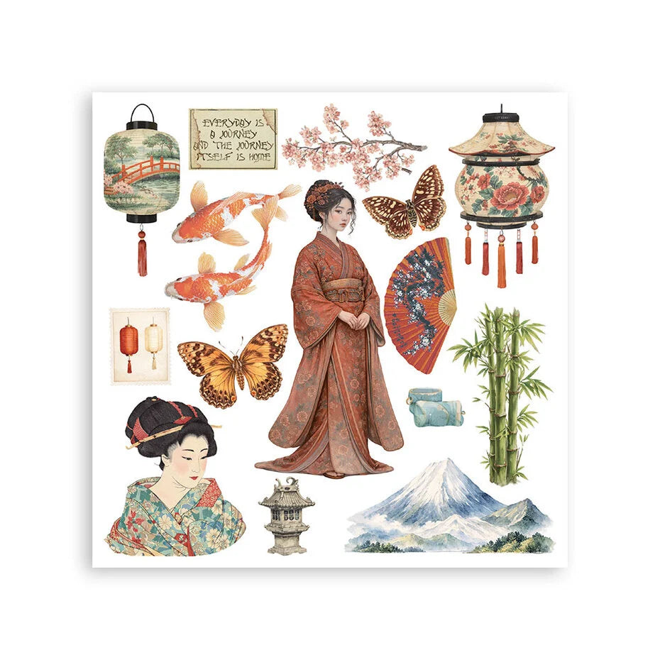 Stamperia - Oriental Garden - Rub On Assortment  - 15,5 x 15,5 cm