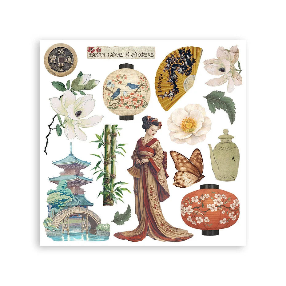 Stamperia - Oriental Garden - Rub On Assortment  - 15,5 x 15,5 cm