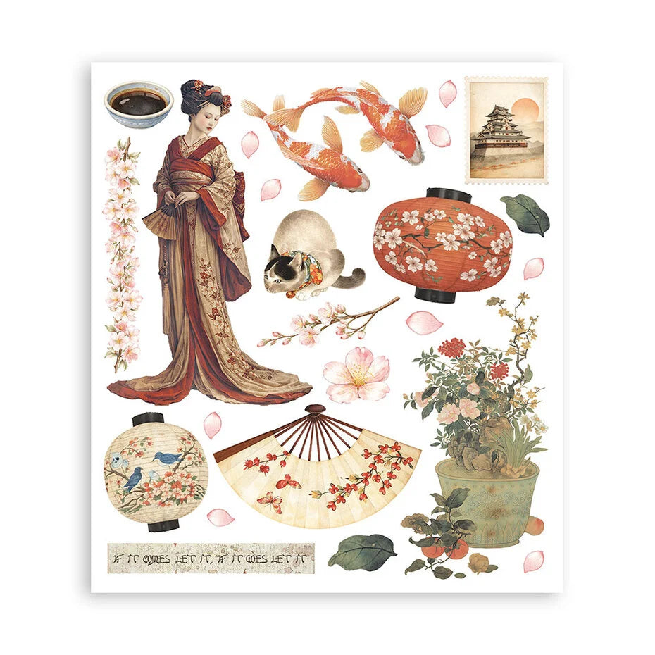 Stamperia - Oriental Garden - Rub on kit  20,5 x 23 cm