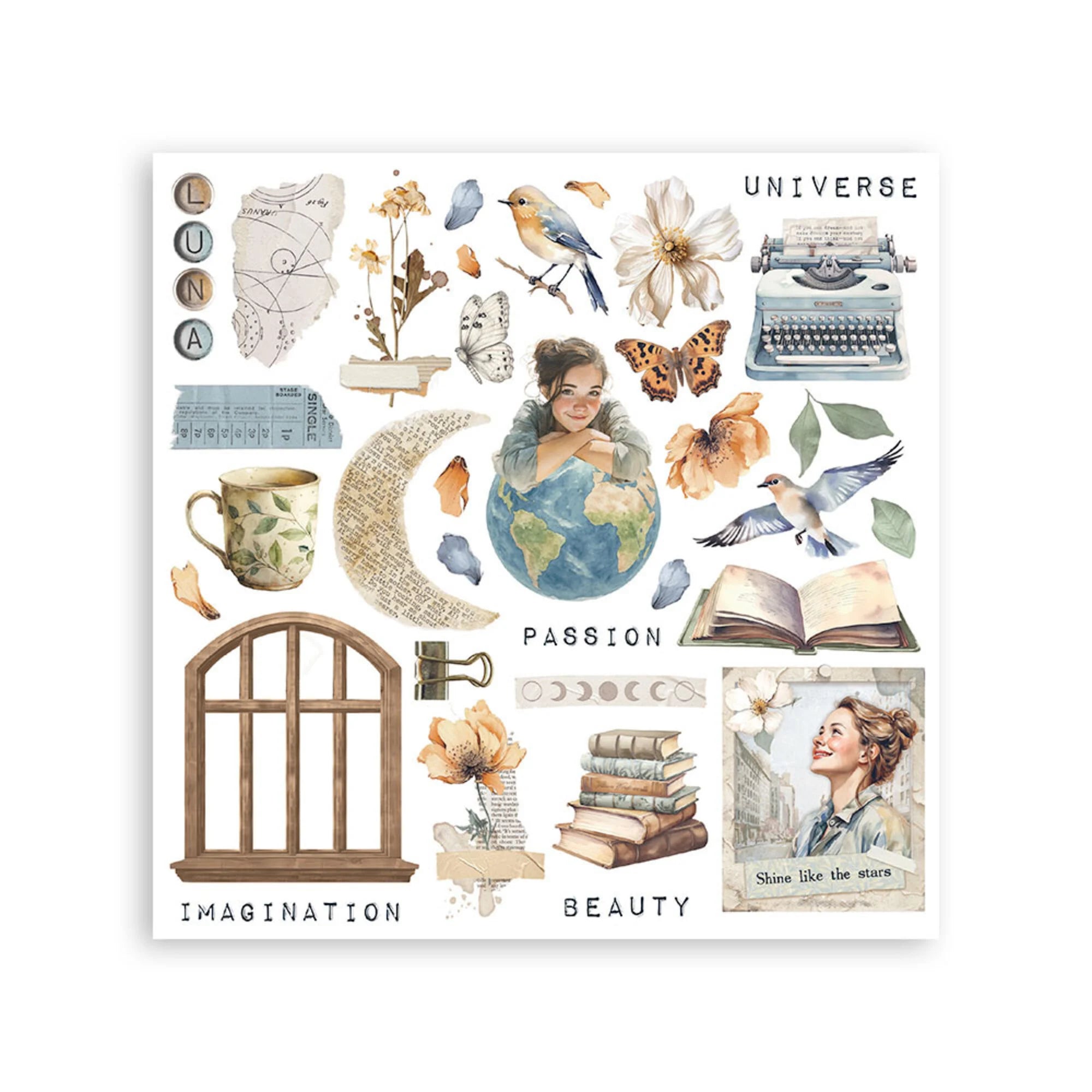 Stamperia - Secret Diary - Rub ons kit - 15,5 x 15,5 cm