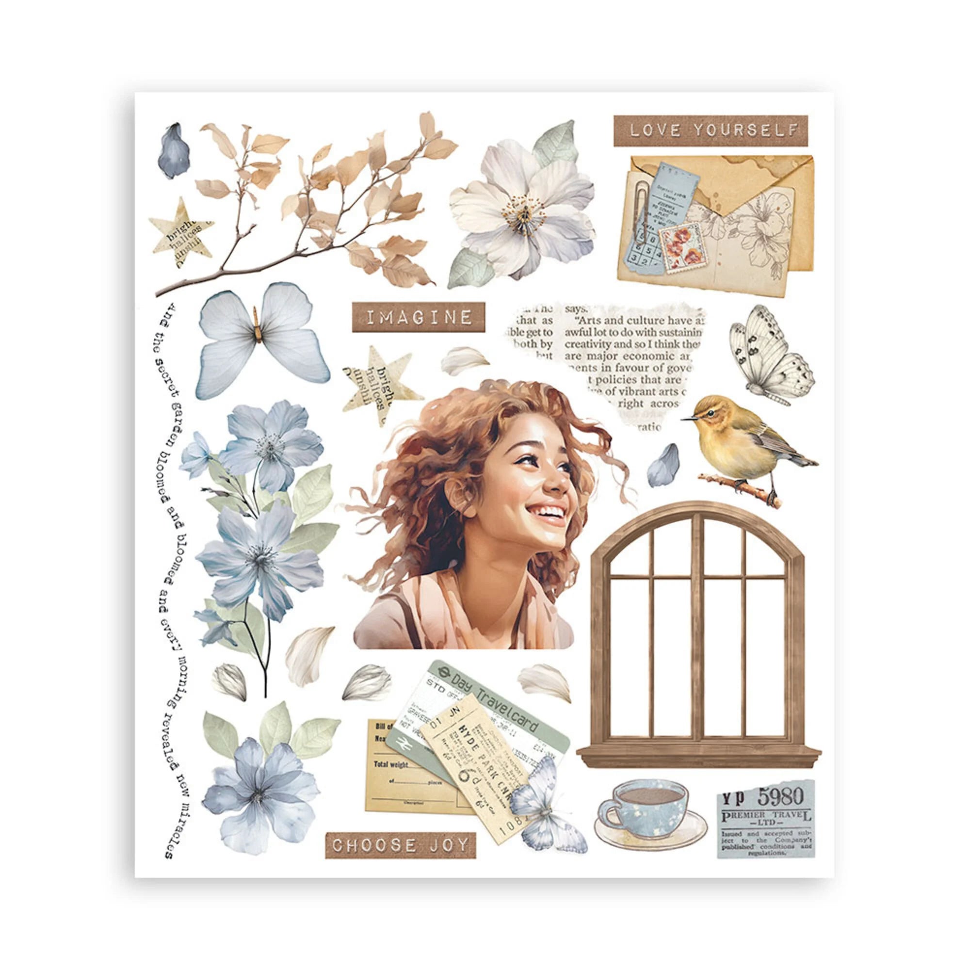 Stamperia - Secret Diary - Rub ons kit  20,5 x 23 cm