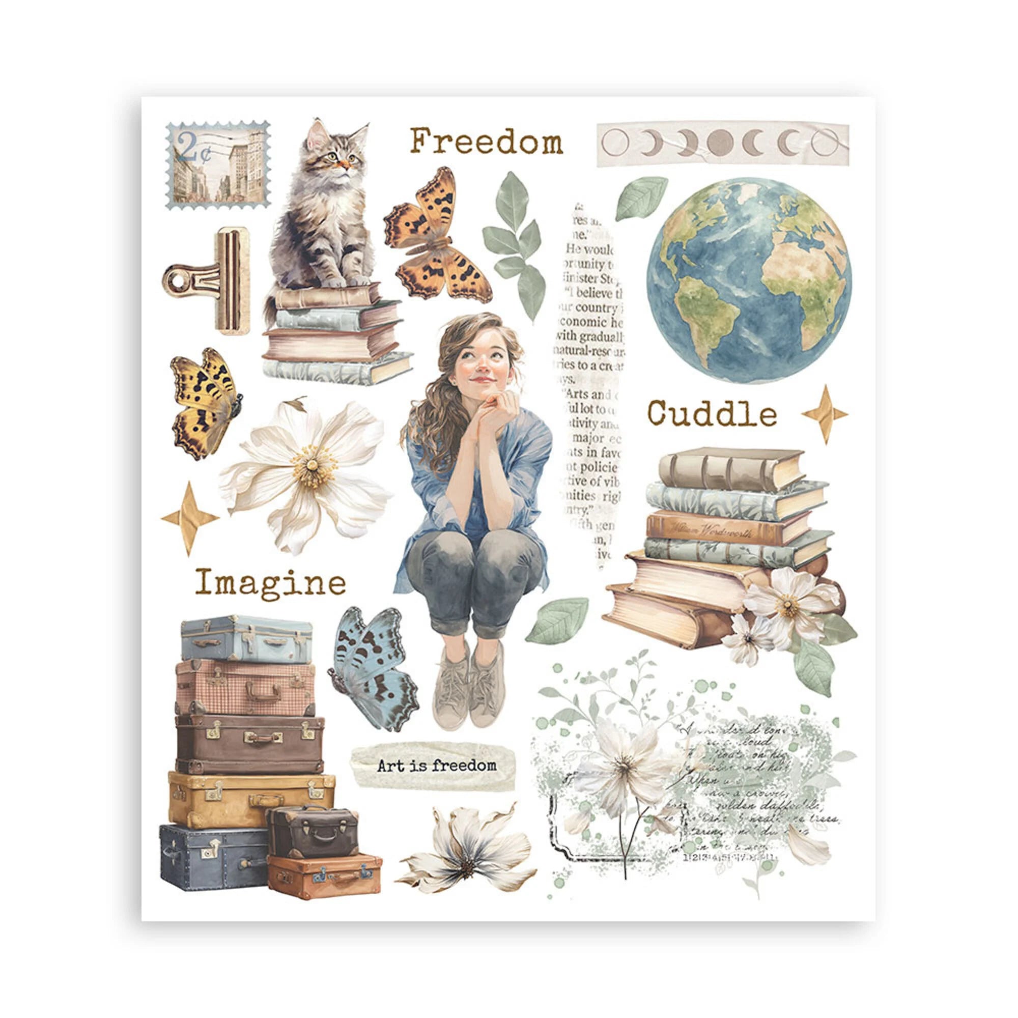 Stamperia - Secret Diary - Rub ons kit  20,5 x 23 cm