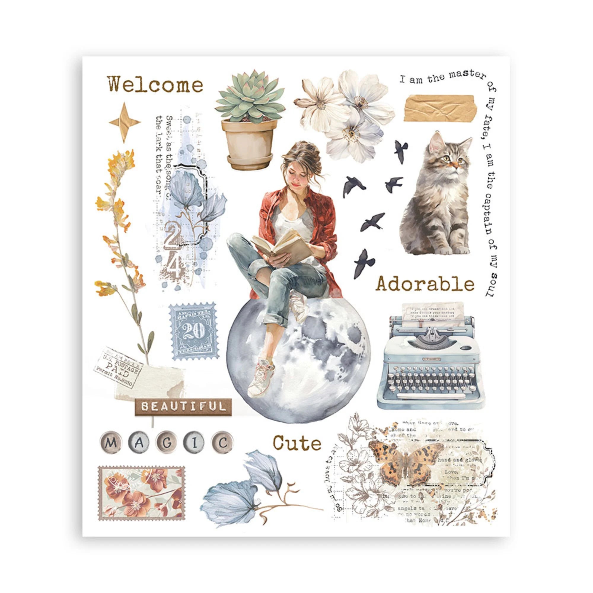 Stamperia - Secret Diary - Rub ons kit  20,5 x 23 cm