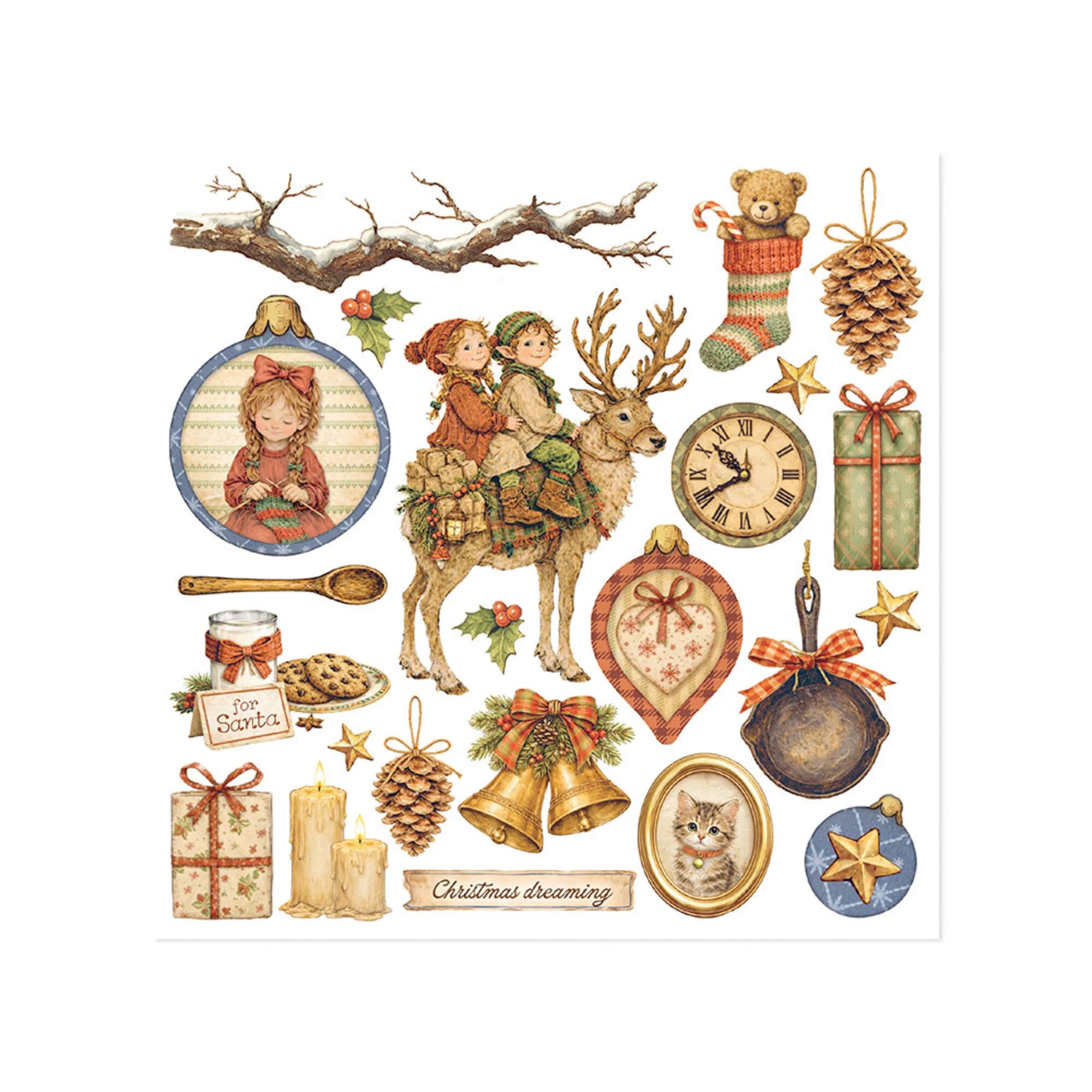 Stamperia - Silent Night - Rub ons kit - 15,5 x 15,5 cm