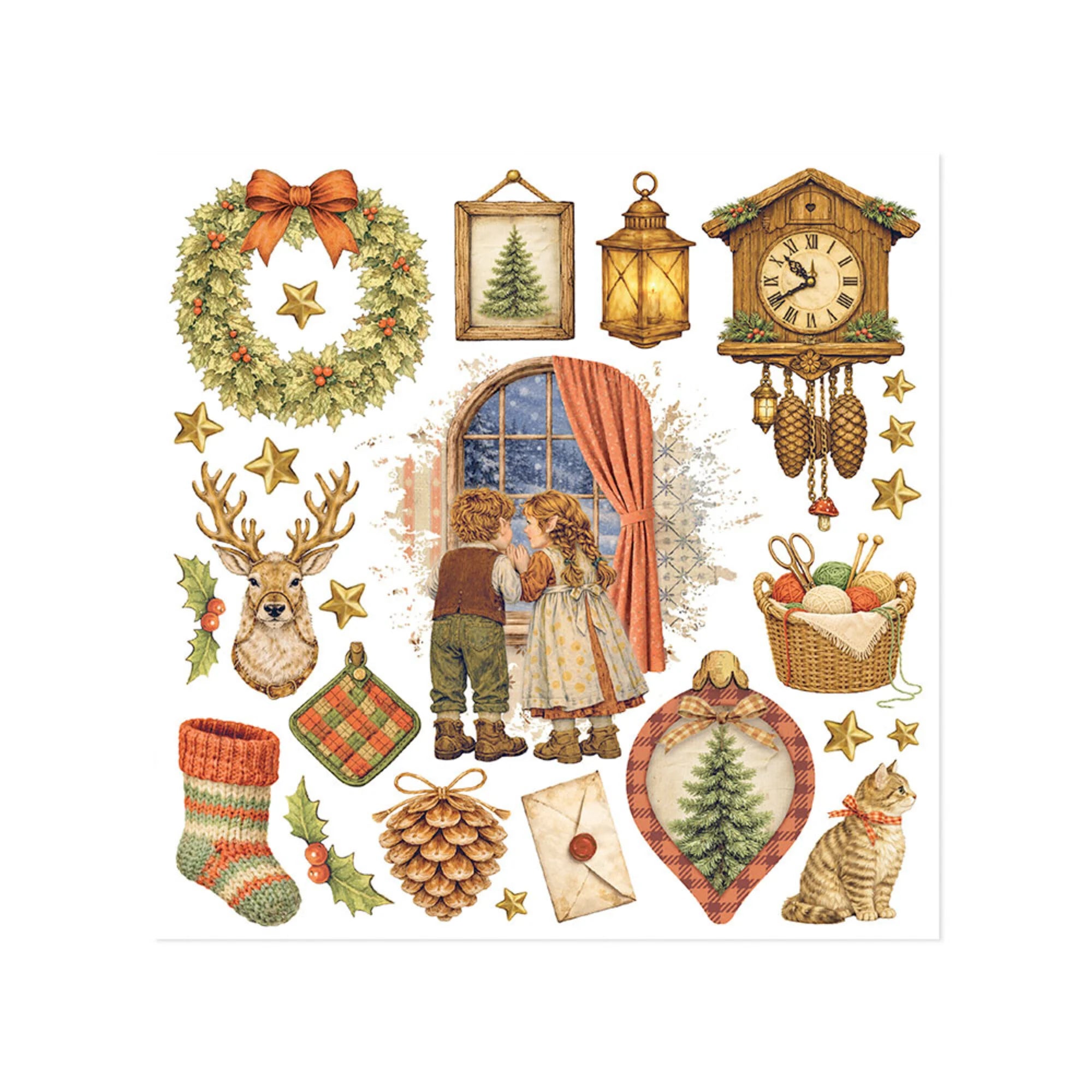 Stamperia - Silent Night - Rub ons kit - 15,5 x 15,5 cm