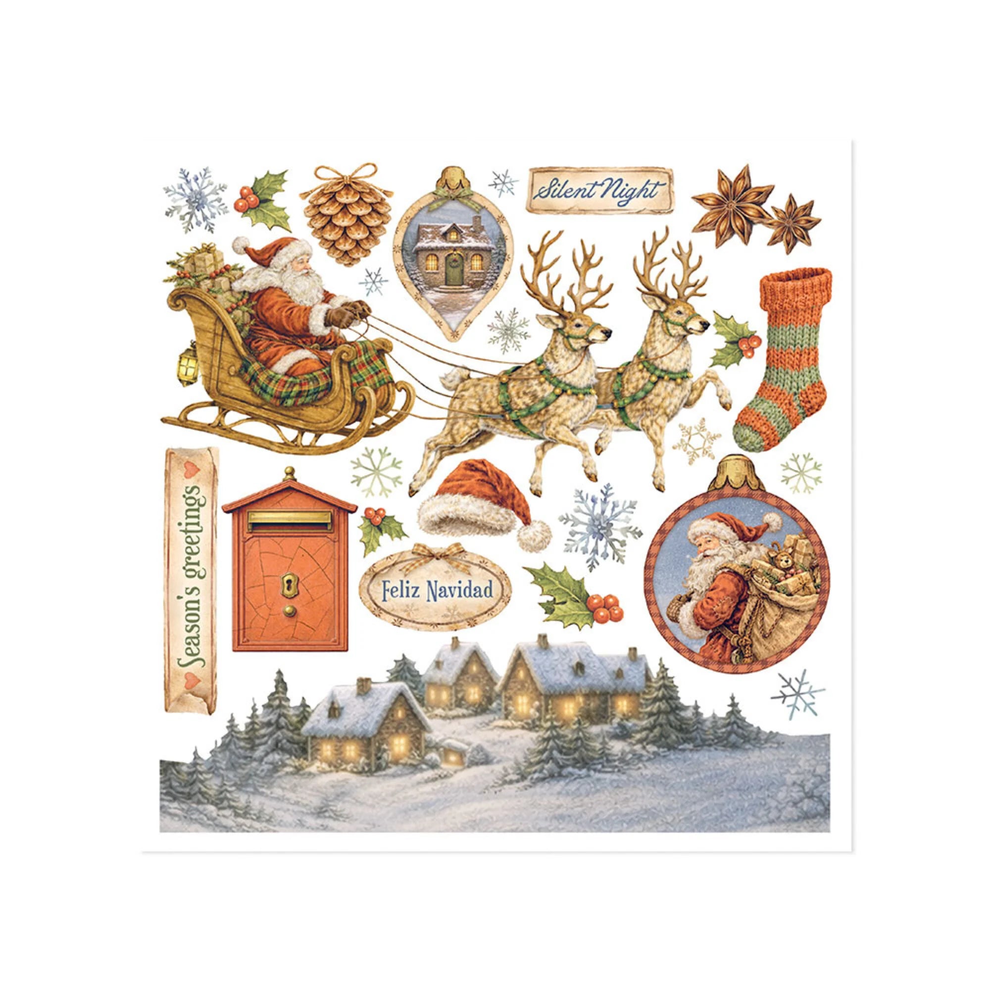 Stamperia - Silent Night - Rub ons kit - 15,5 x 15,5 cm