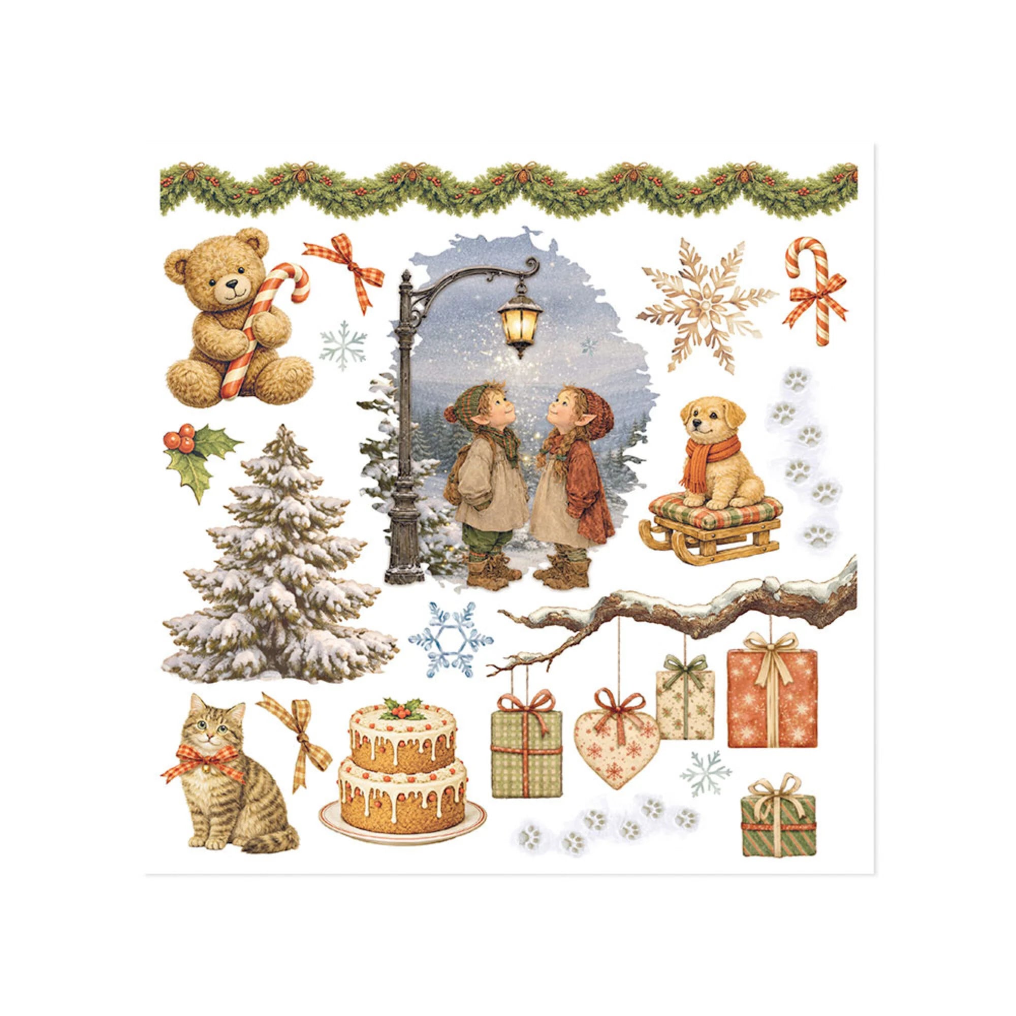 Stamperia - Silent Night - Rub ons kit - 15,5 x 15,5 cm