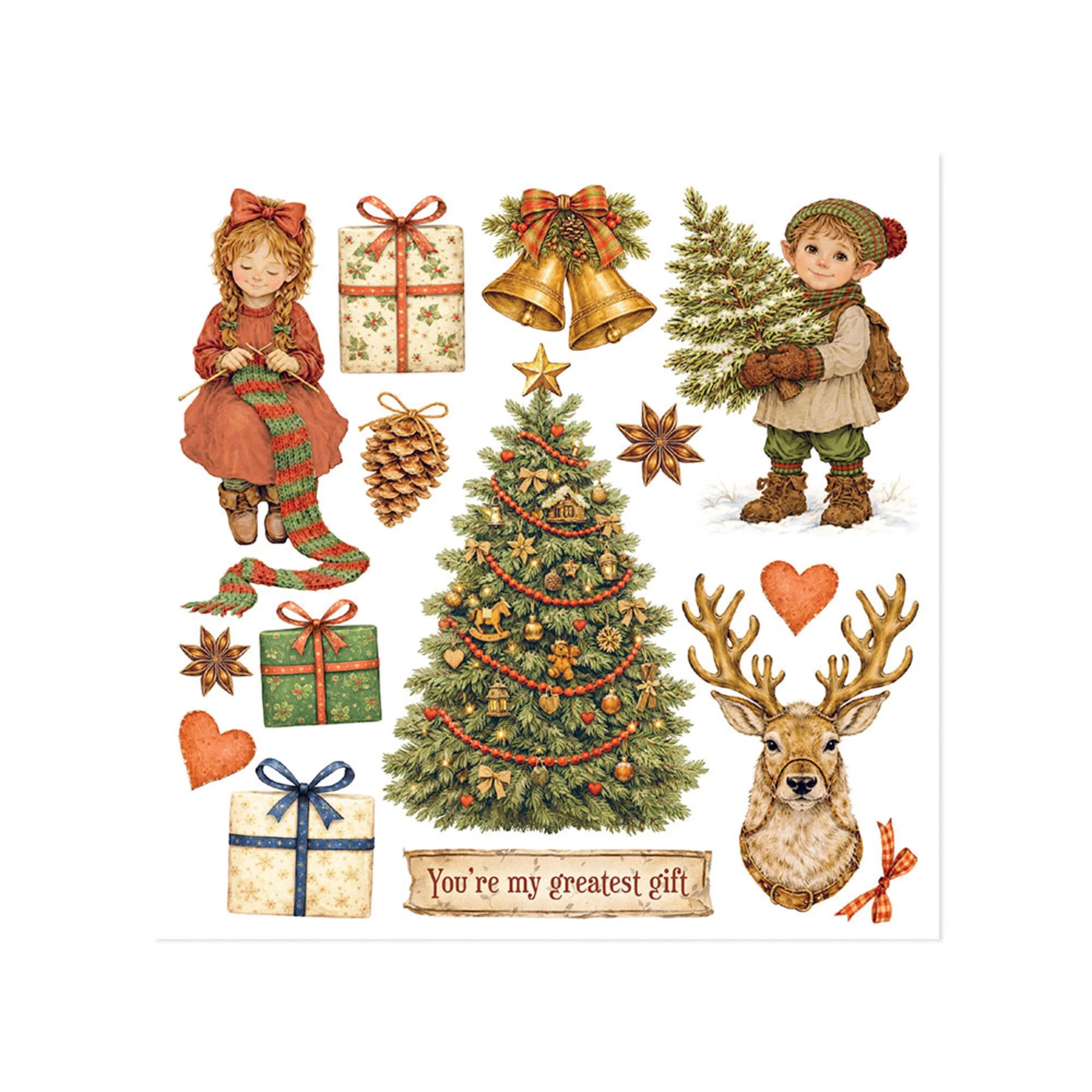 Stamperia - Silent Night - Rub ons kit - 15,5 x 15,5 cm