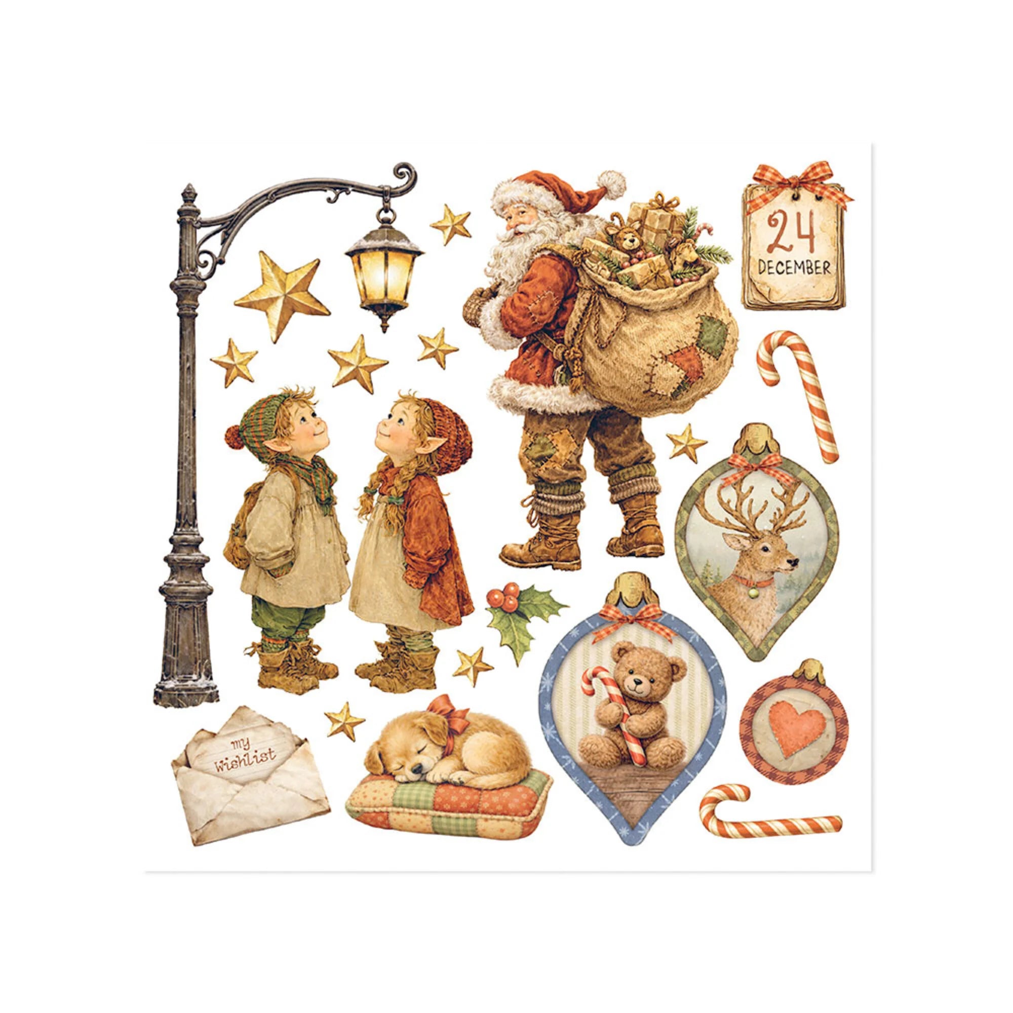 Stamperia - Silent Night - Rub ons kit - 15,5 x 15,5 cm