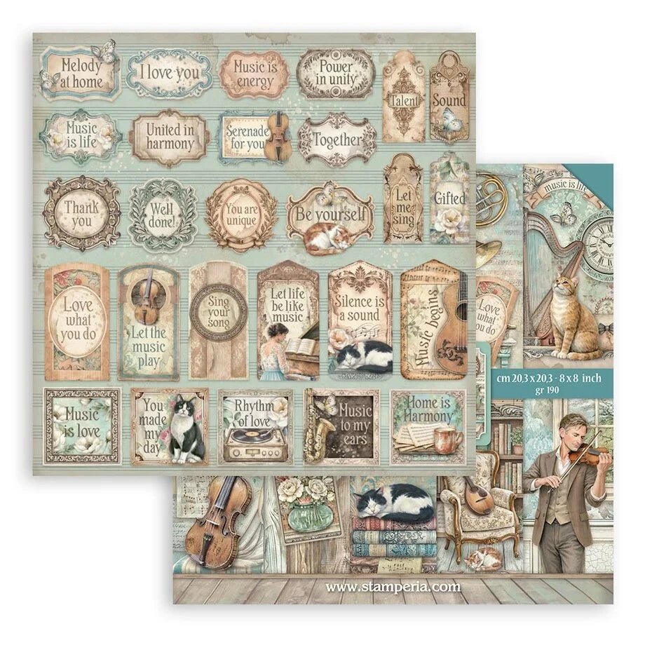 Stamperia - Symphony  - Paper Pad - 8 x 8" (10 sheets)