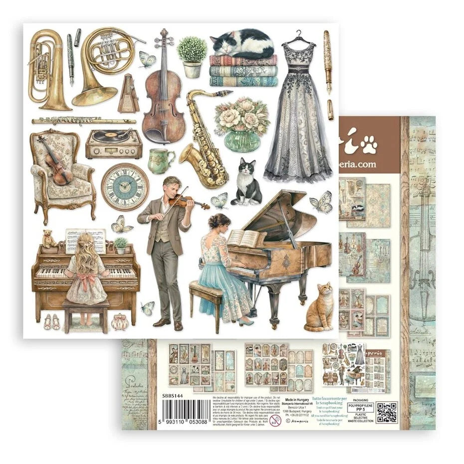 Stamperia - Symphony  - Paper Pad - 8 x 8" (10 sheets)