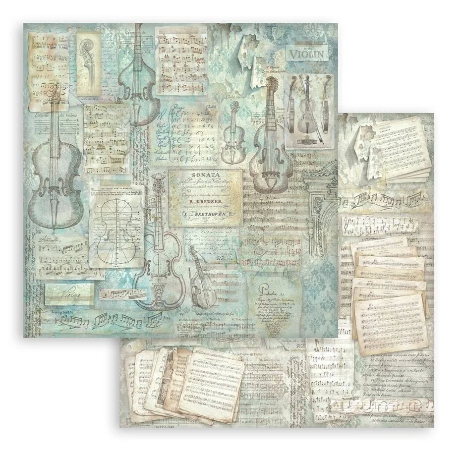 Stamperia  - Symphony - Background Selection Paper Pad 8 x 8" (10ark)