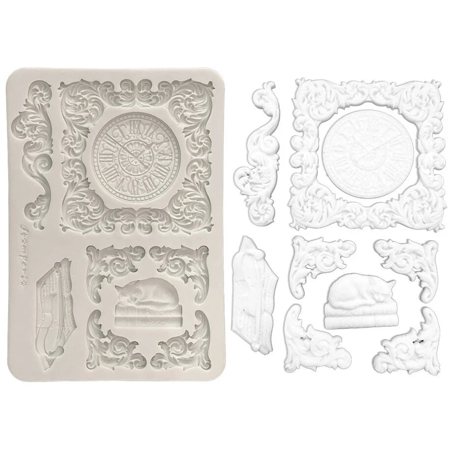 Stamperia  - Silicon Mould -  Symphony - Clock and Cat - A5
