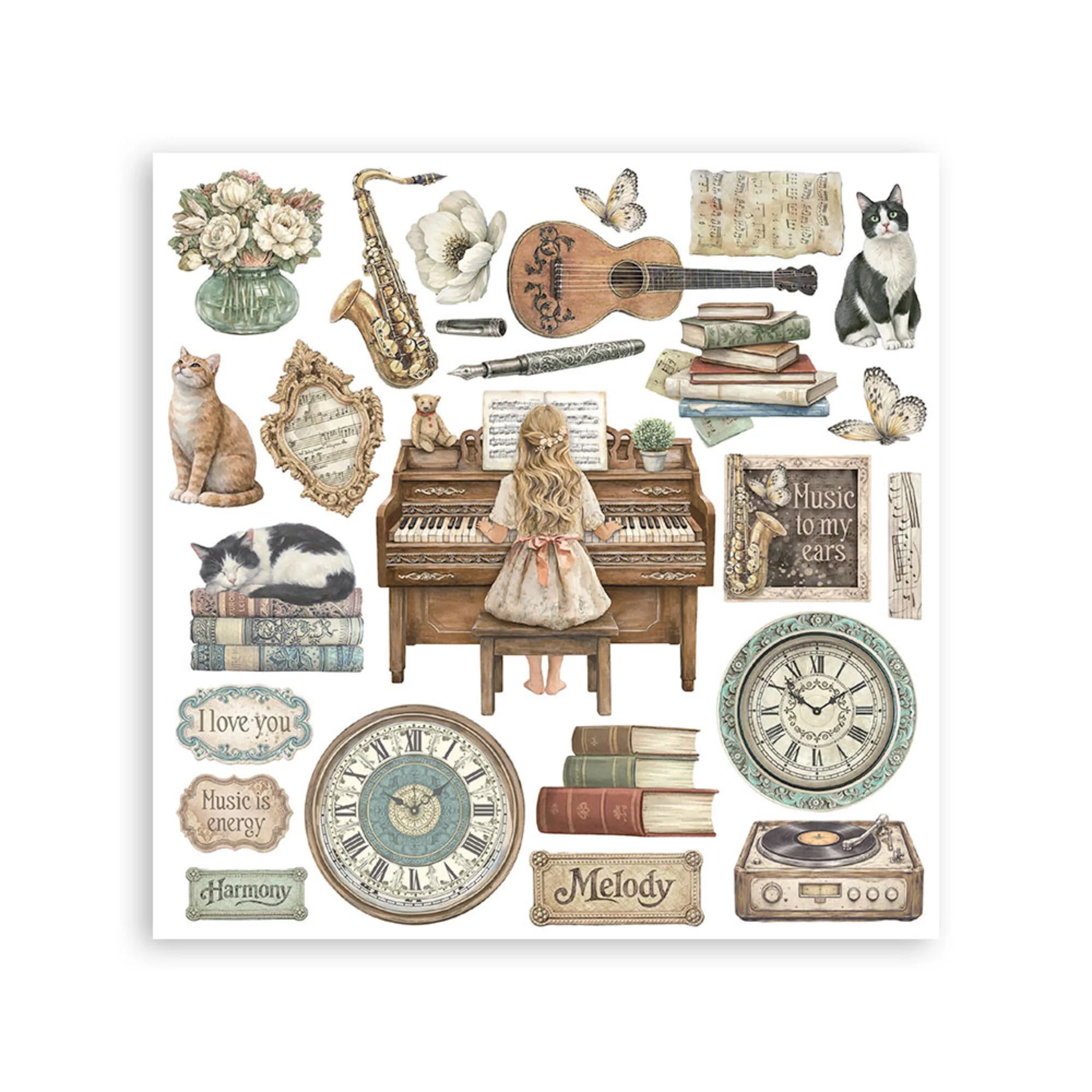 Stamperia - Symphony - Rub On Assortment  - 15,5 x 15,5 cm