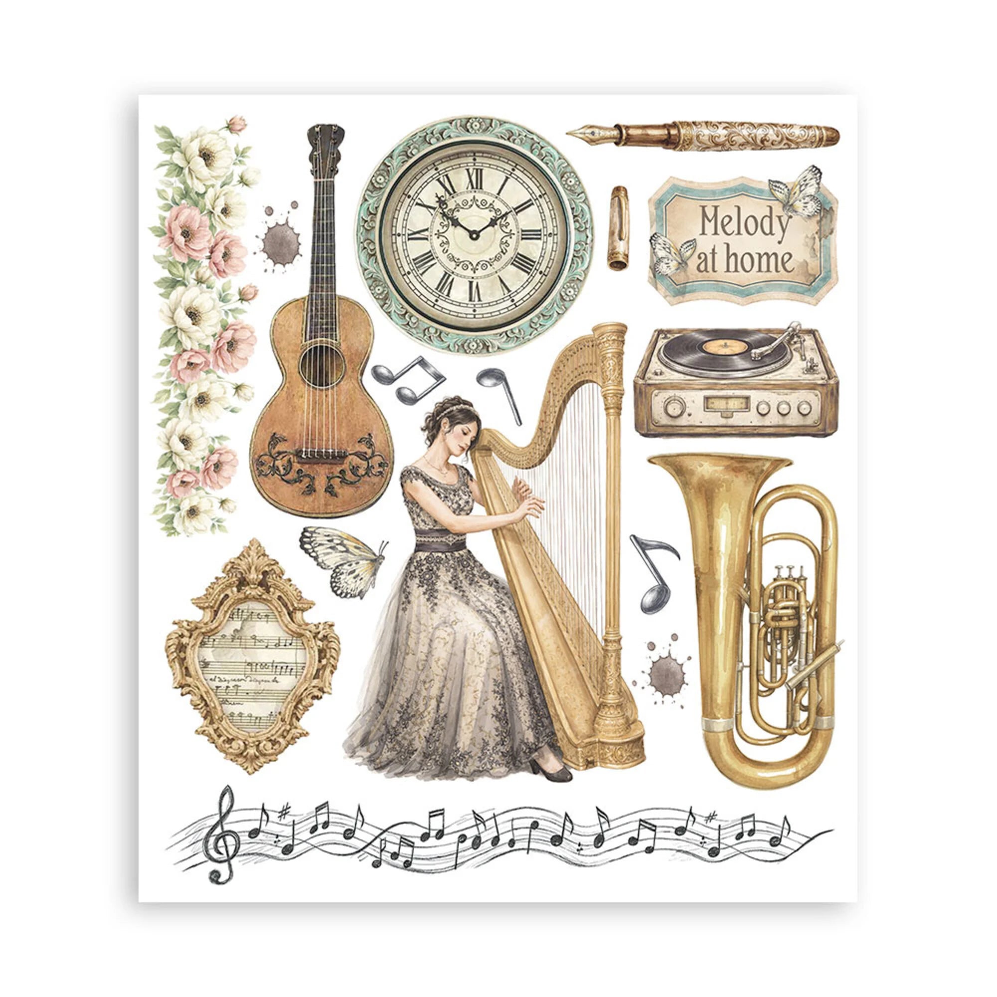 Stamperia - Symphony - Rub On Assortment  - 15,5 x 15,5 cm