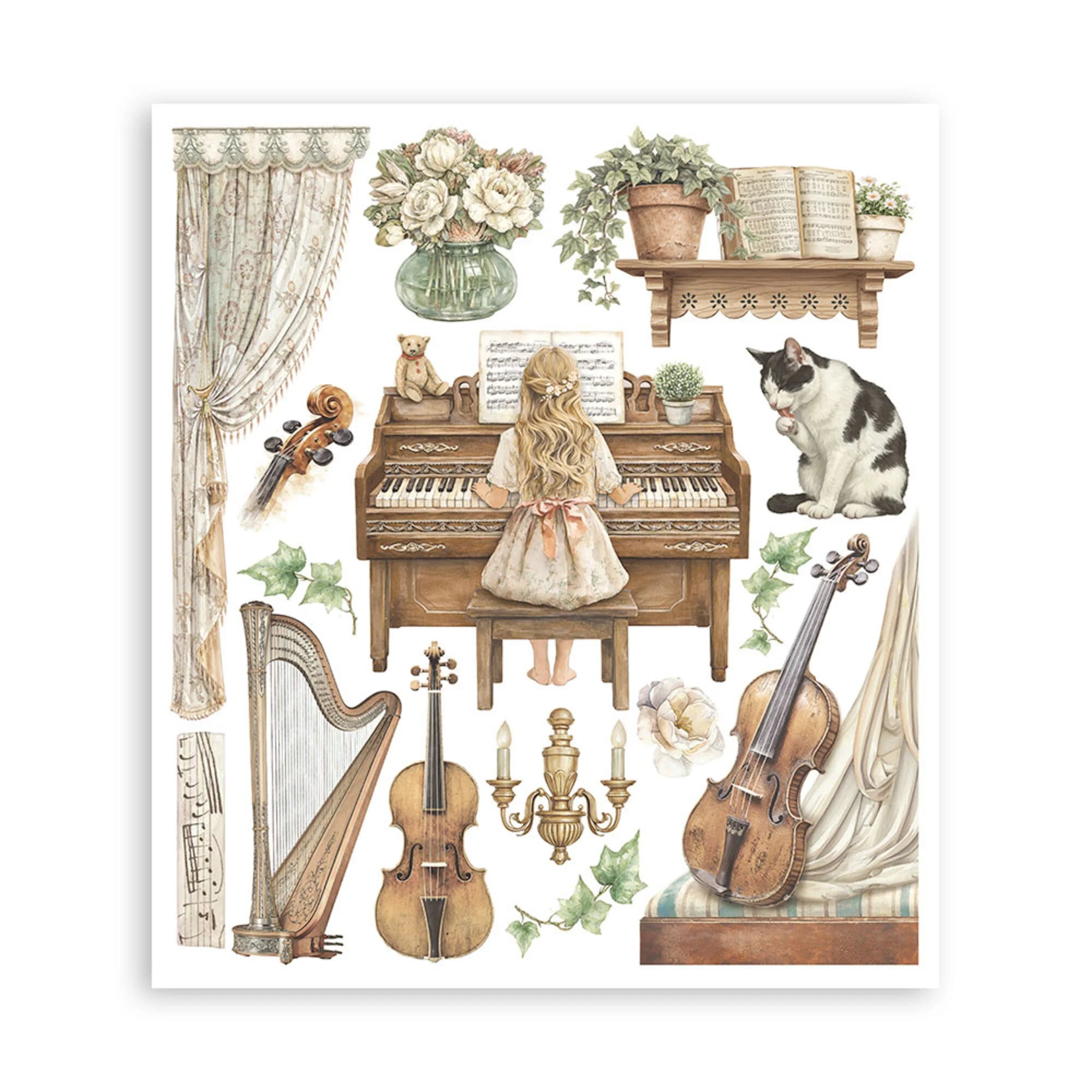 Stamperia - Symphony - Rub On Assortment  - 15,5 x 15,5 cm