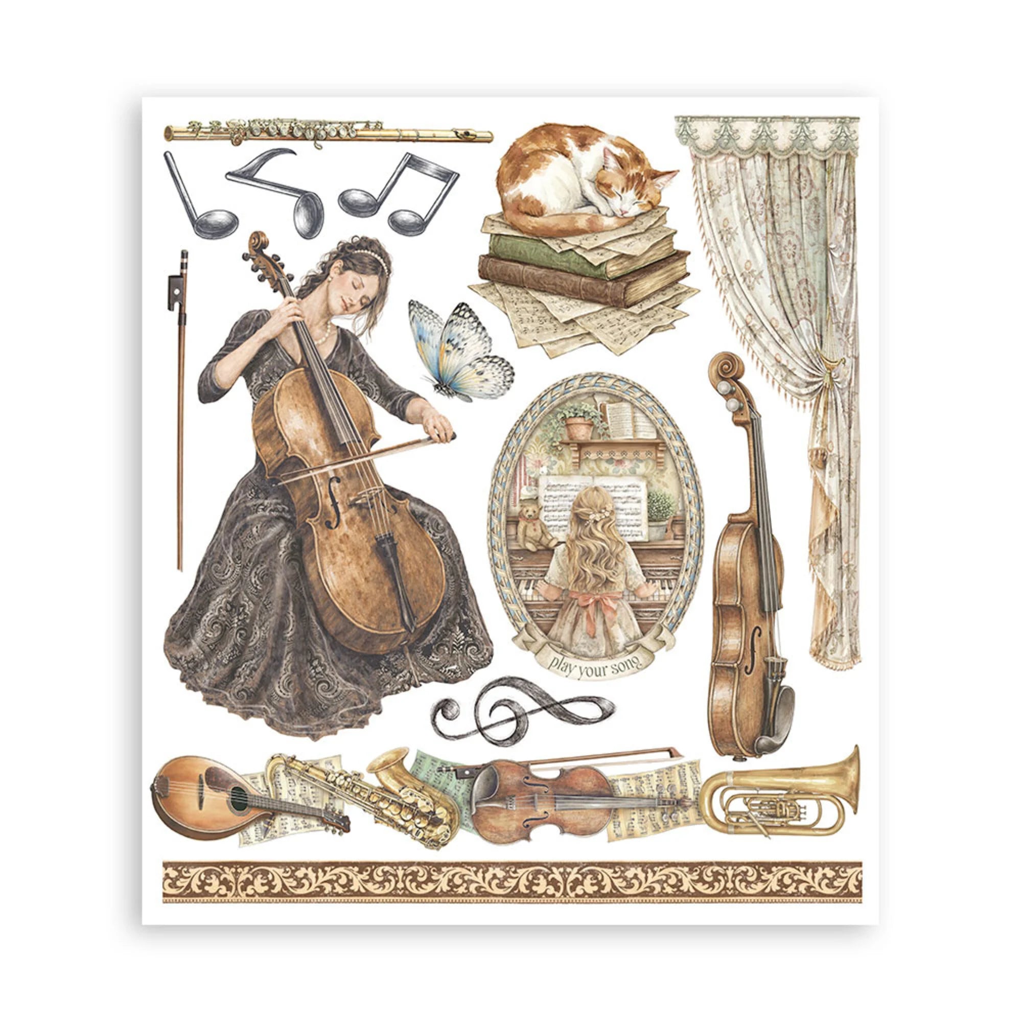 Stamperia - Symphony - Rub On Assortment  - 15,5 x 15,5 cm