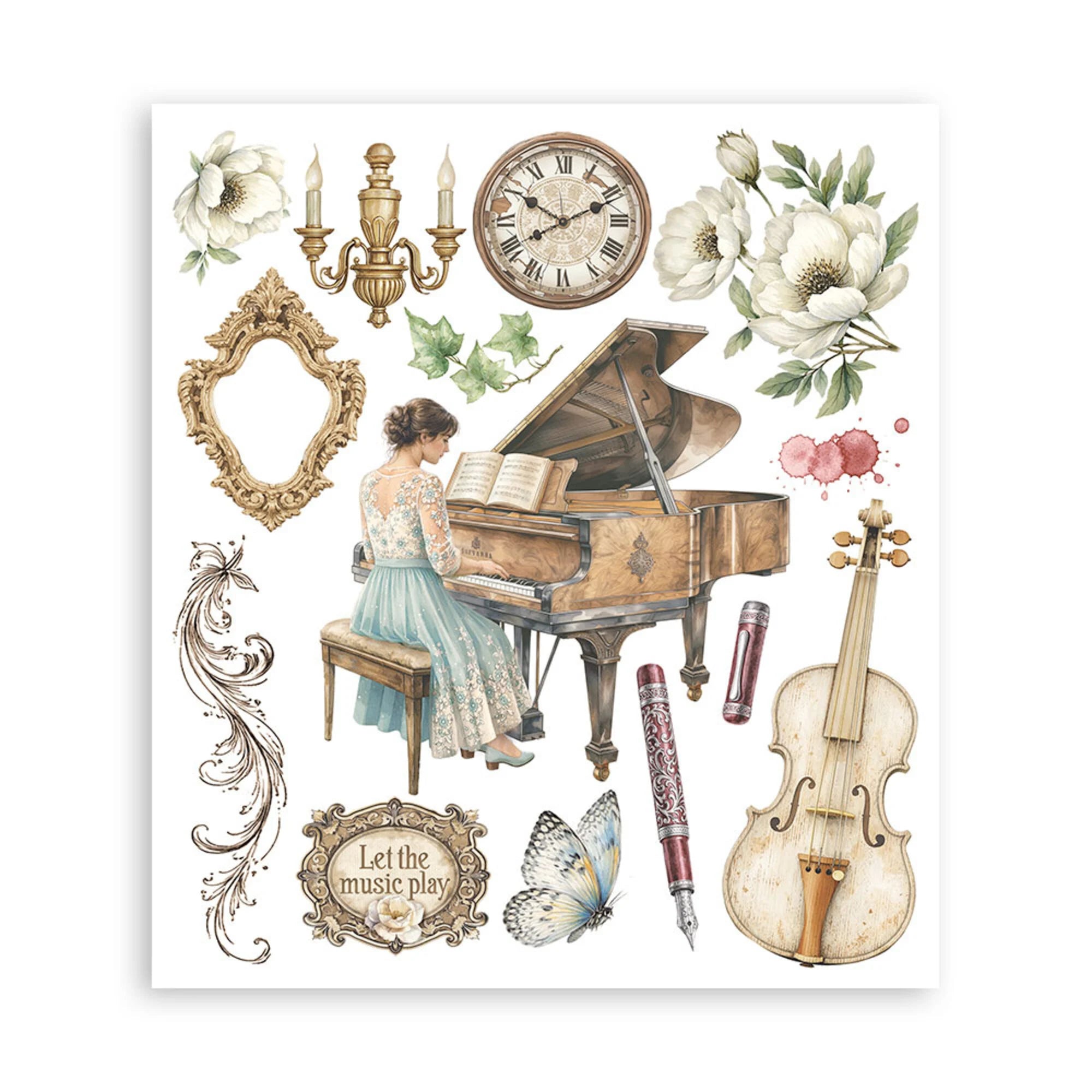 Stamperia - Symphony - Rub On Assortment  - 15,5 x 15,5 cm