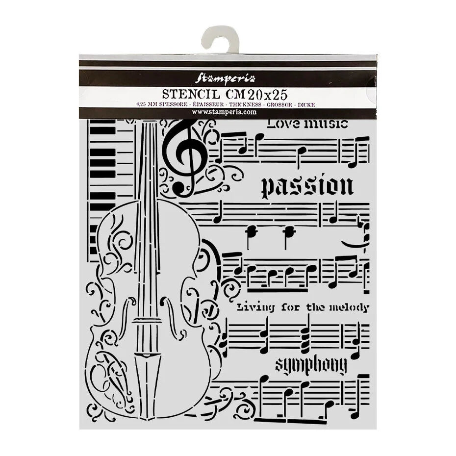 Stamperia - Thick Stencil 20x25 cm - Symphony - Violin