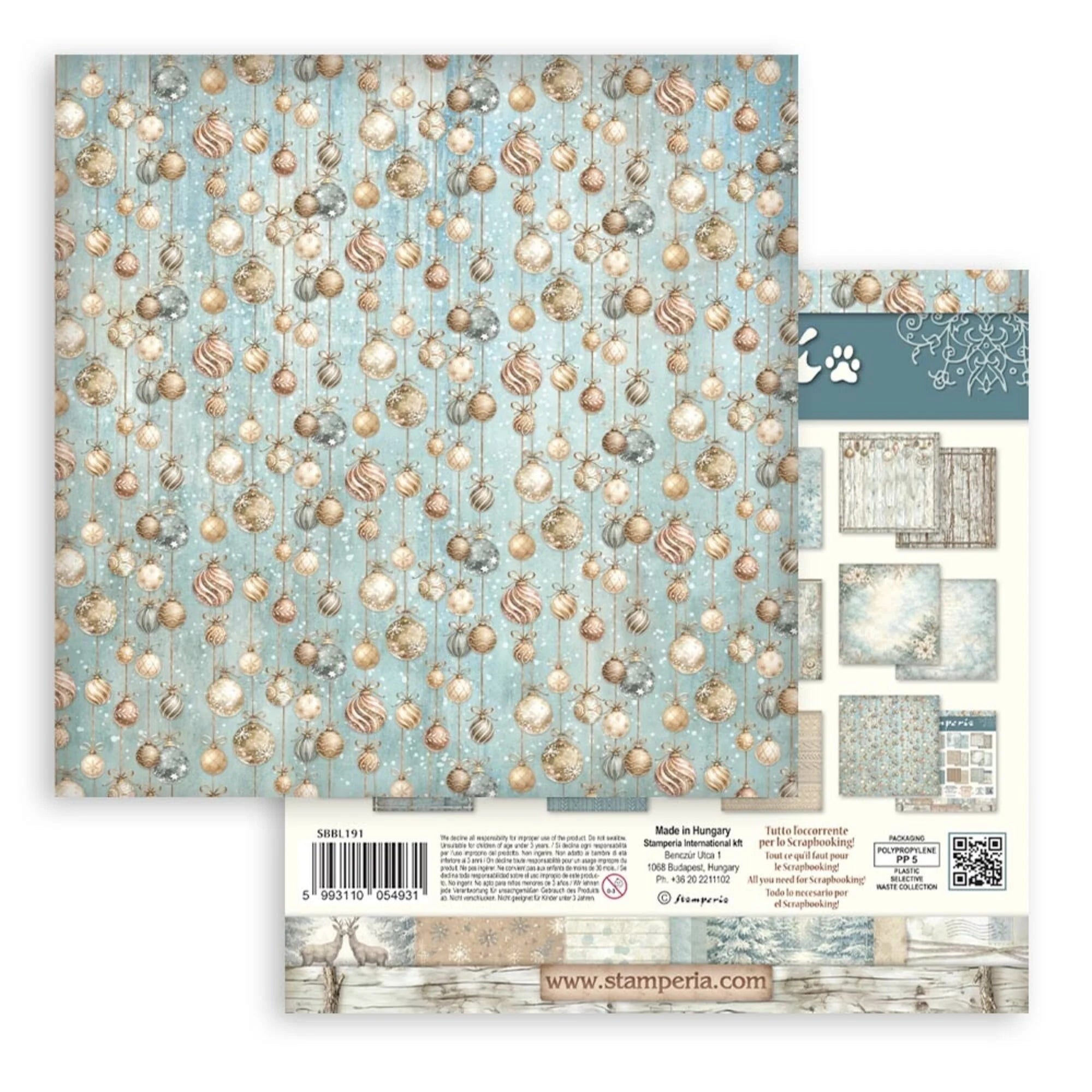 Stamperia - White Christmas - Background Selection - Paper Pad - 12 x 12"