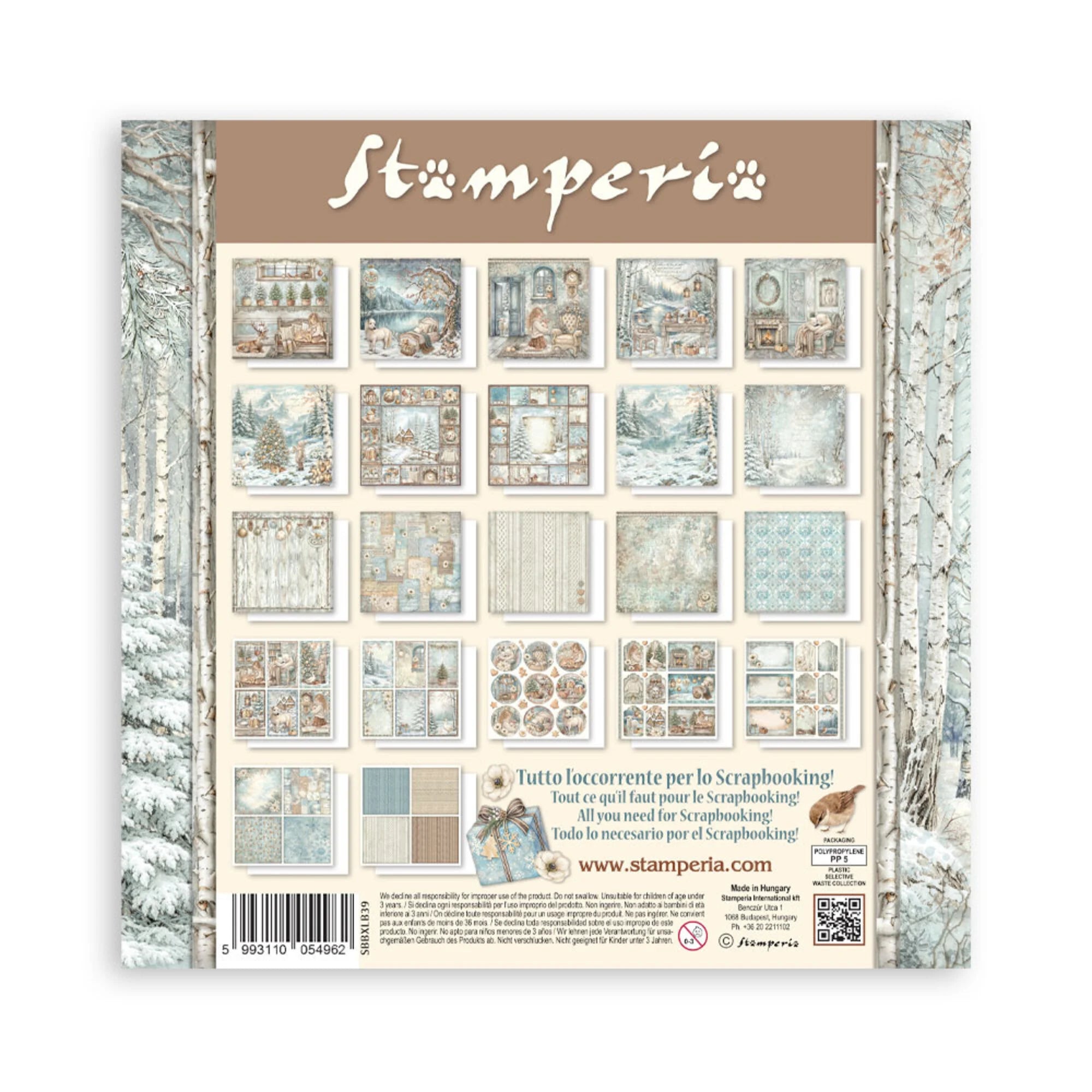 Stamperia  - White Christmas - Singled sided - Paper Pad  22 pk - 12 x 12"