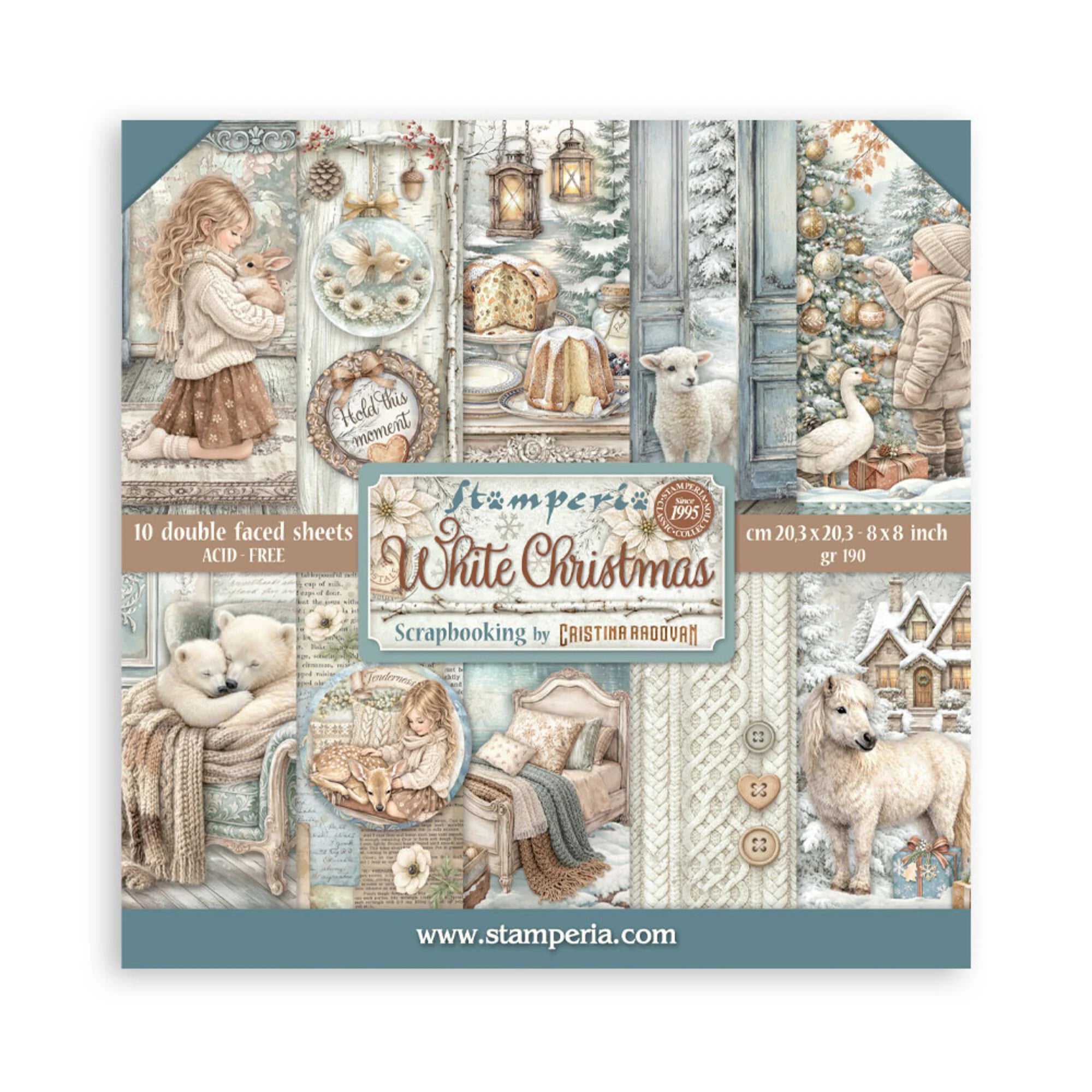Stamperia - White Christmas - Paper Pad - 8 x 8" (10 sheets)