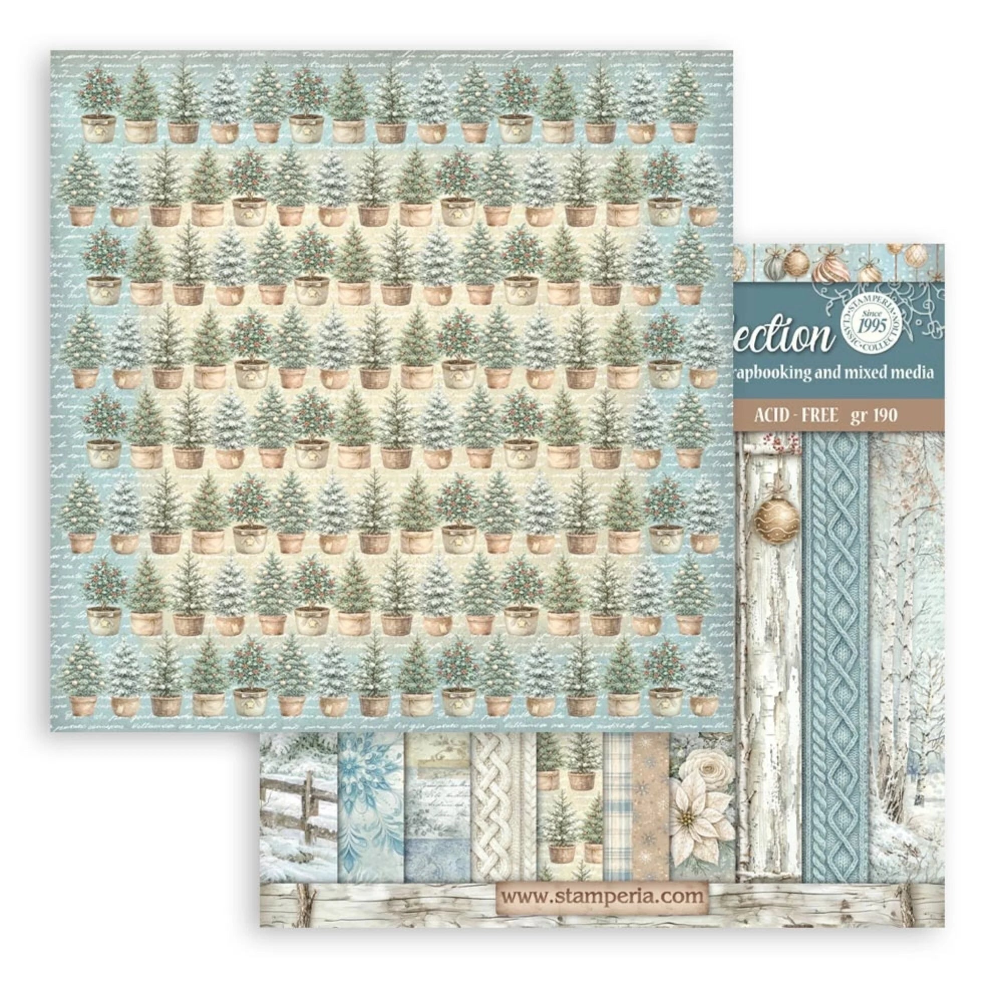 Stamperia  - White Christmas - Background Selection Paper Pad -  8 x 8" (10ark)