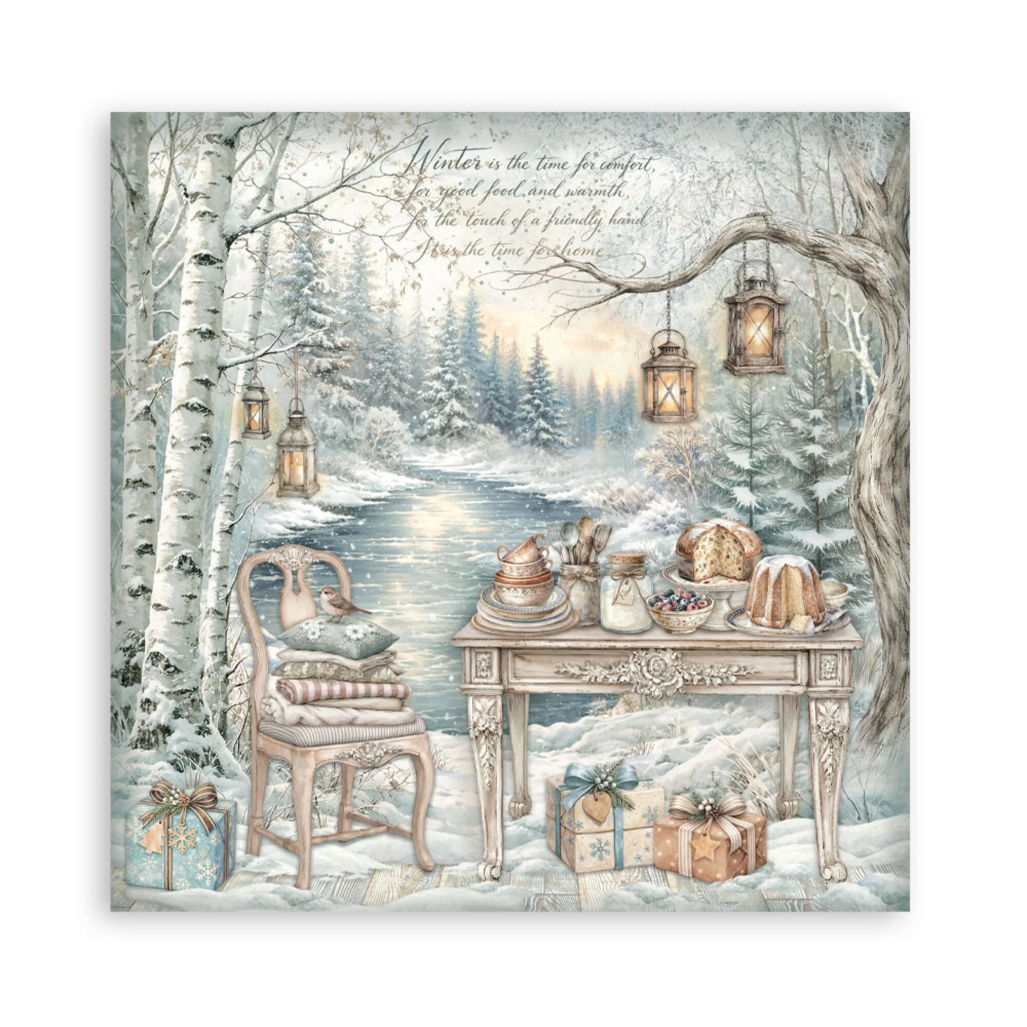 Stamperia  - White Christmas - Singled sided - Paper Pad    8 x 8" (22ark)
