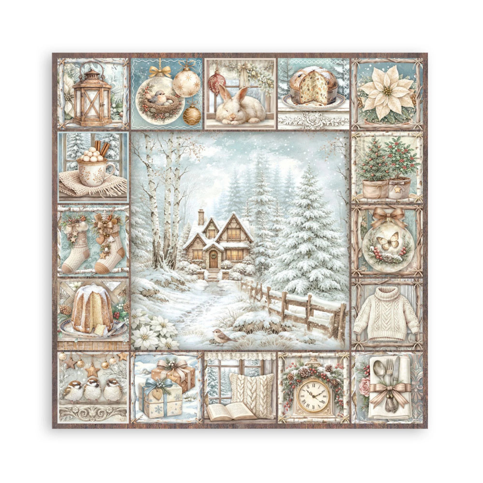 Stamperia  - White Christmas - Singled sided - Paper Pad    8 x 8" (22ark)