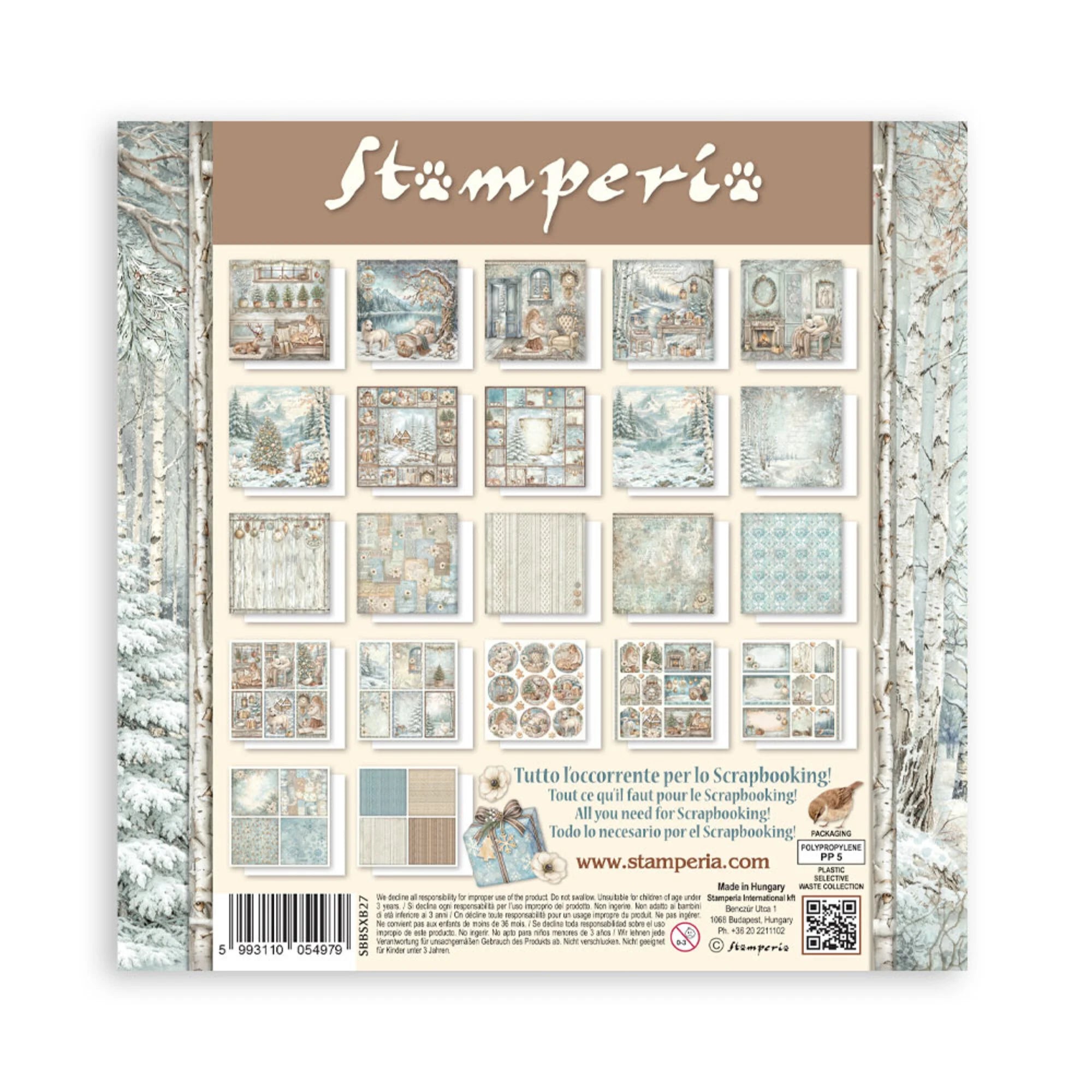 Stamperia  - White Christmas - Singled sided - Paper Pad    8 x 8" (22ark)
