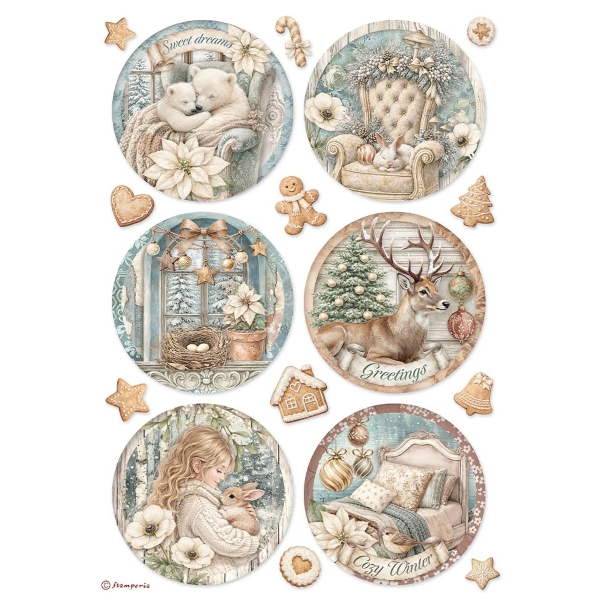 Stamperia - White Christmas - Rice Paper Selection A4