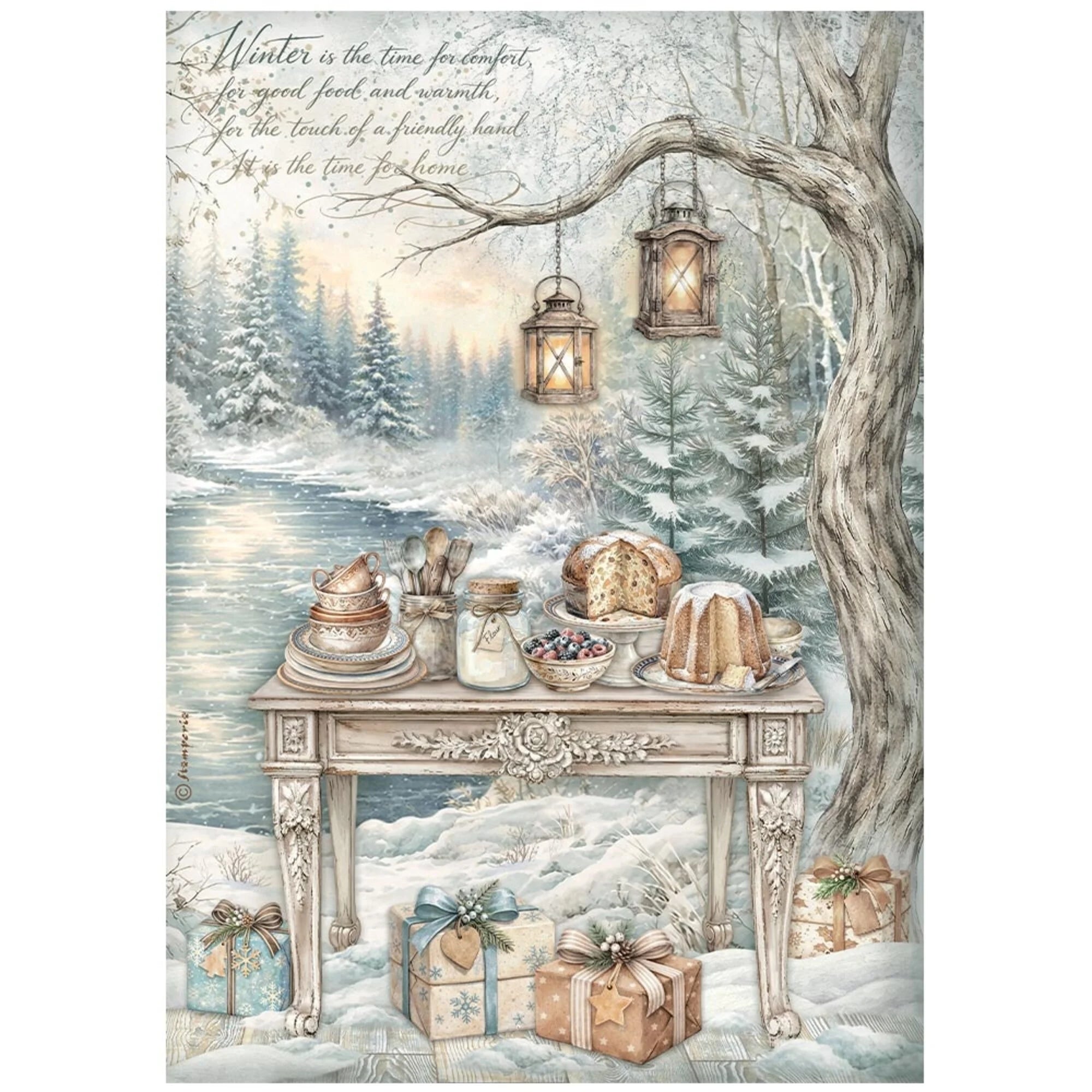 Stamperia - White Christmas - Rice Paper Selection A4
