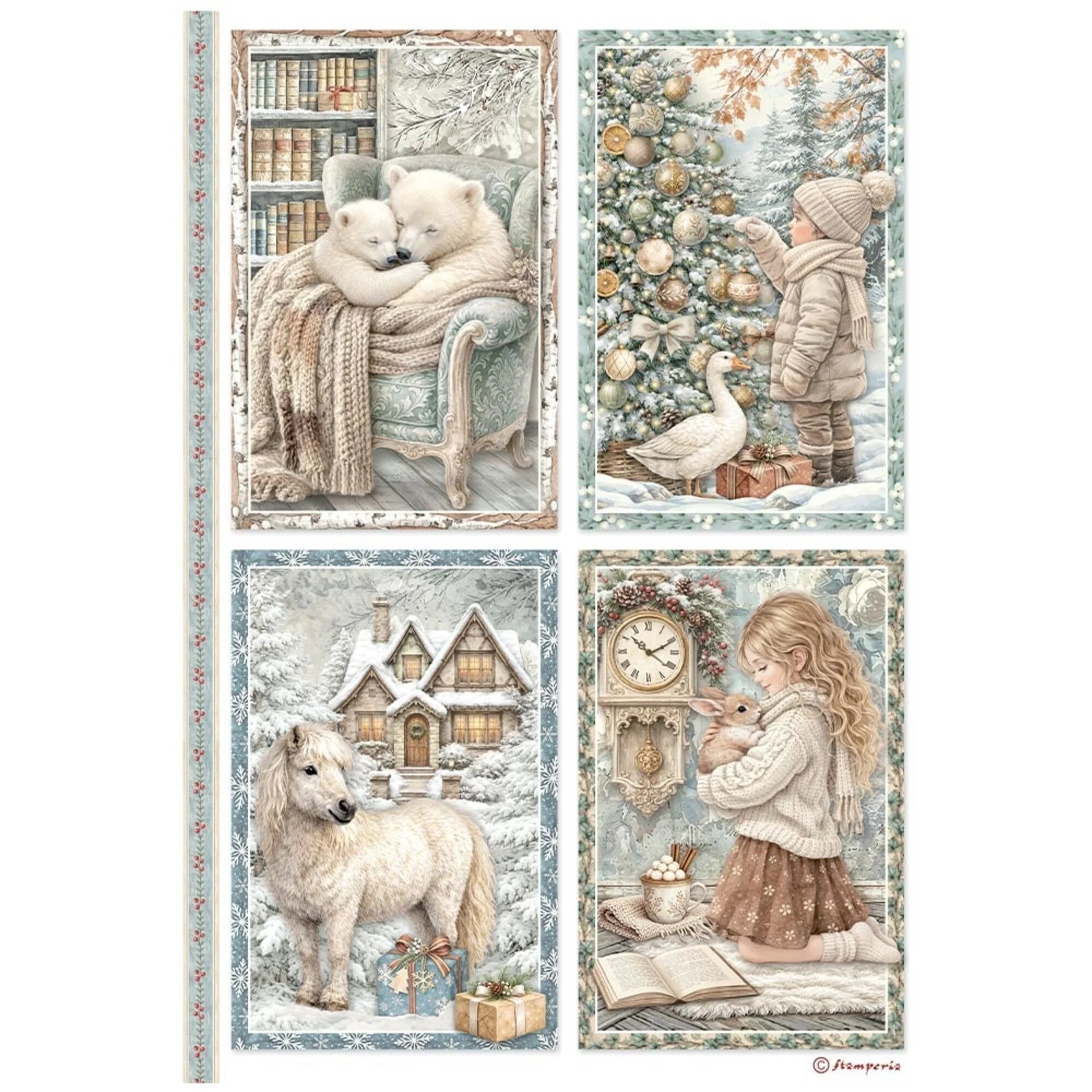 Stamperia - White Christmas - Rice Paper Selection A4
