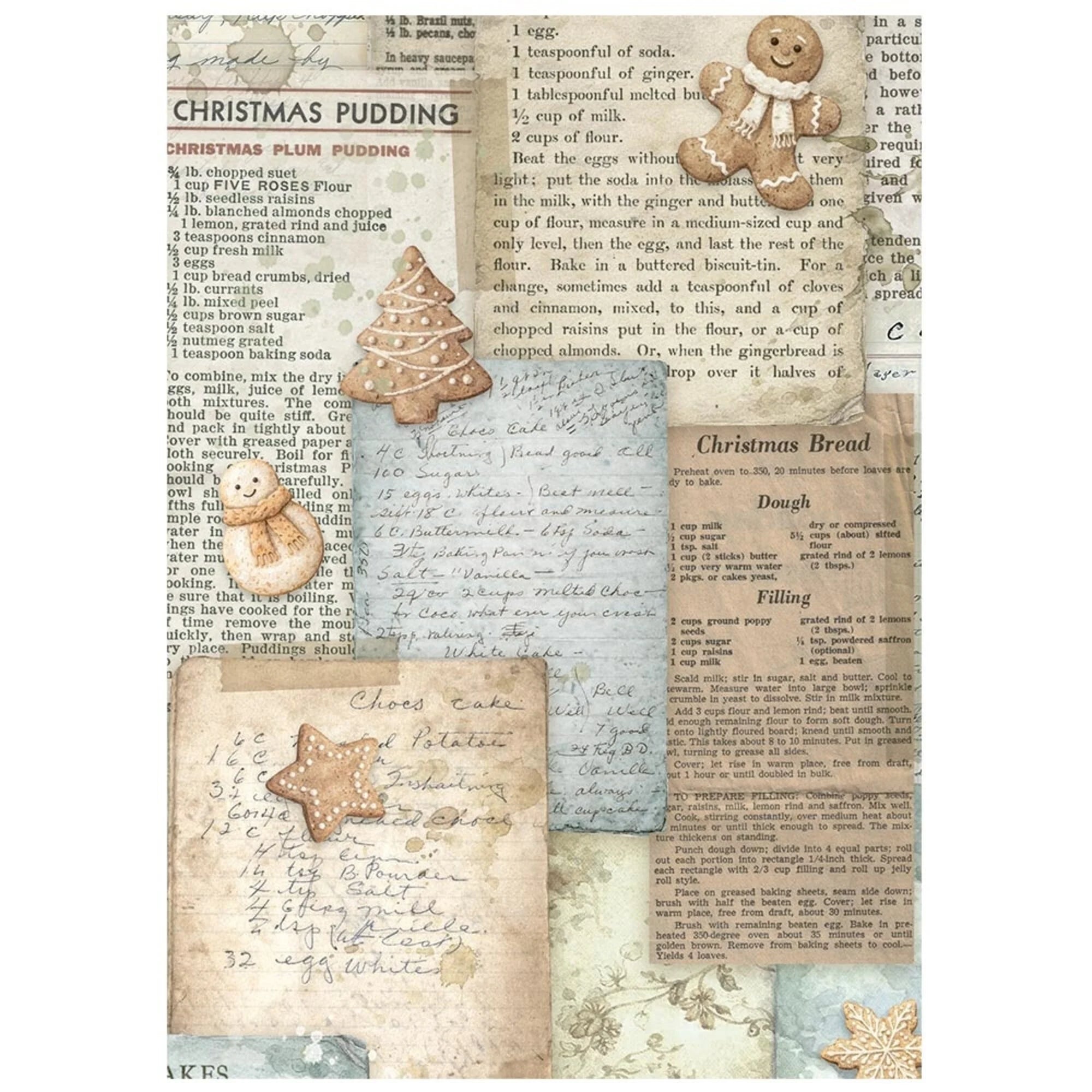 Stamperia - White Christmas - Mini Rice Paper Backgrounds - A6