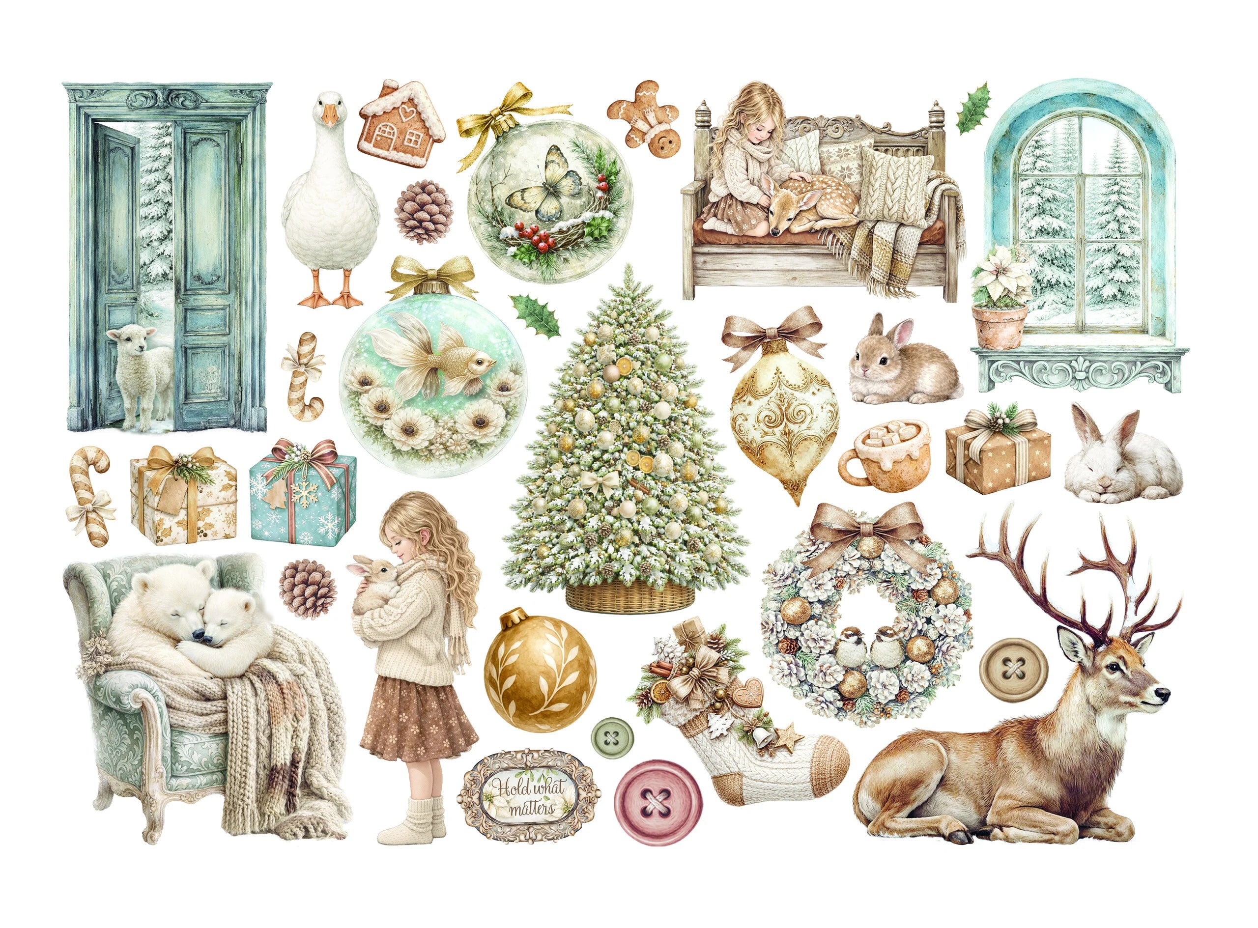 Stamperia  - White Christmas -  Adhesive Ephemera