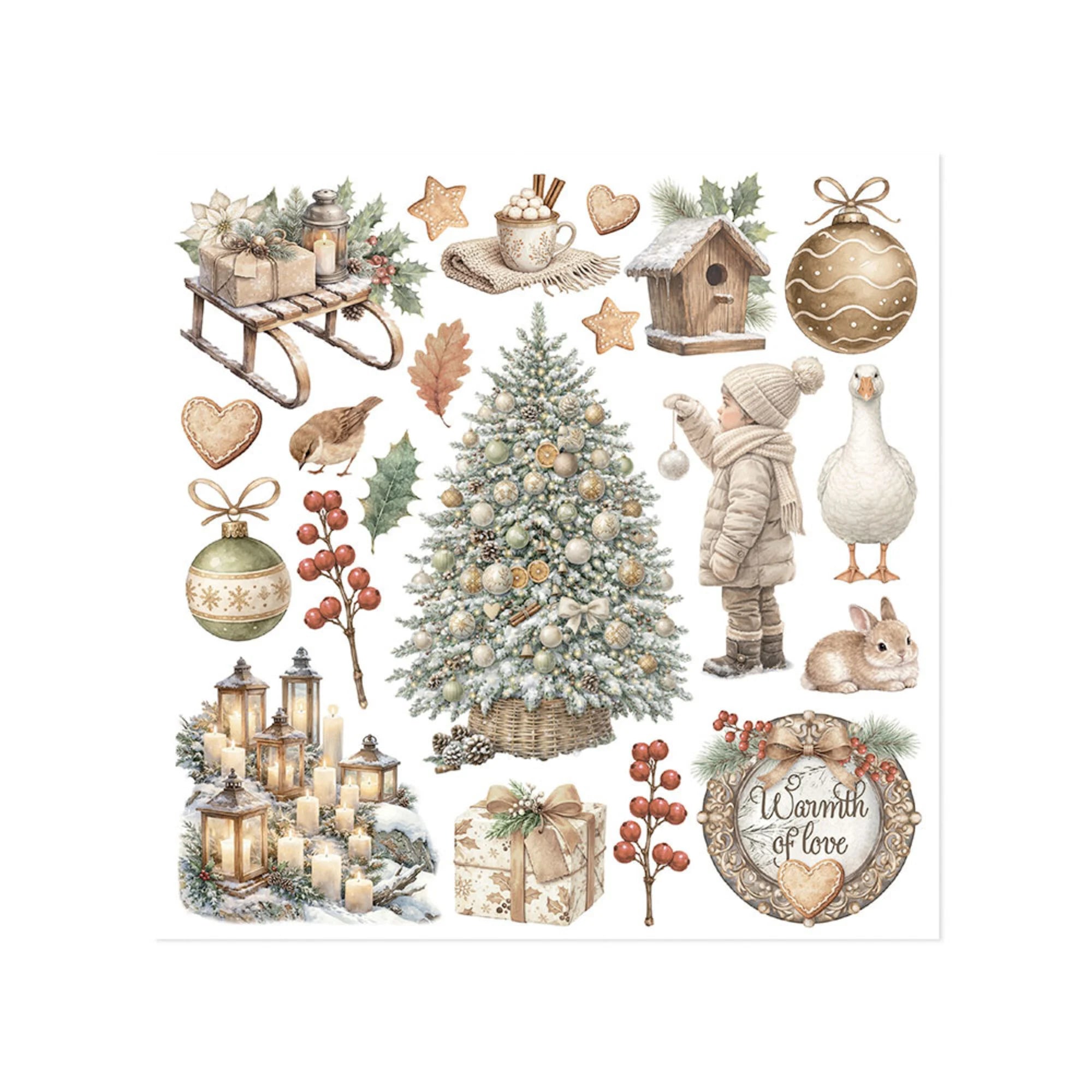 Stamperia - White Christmas - Rub ons kit - 15,5 x 15,5 cm