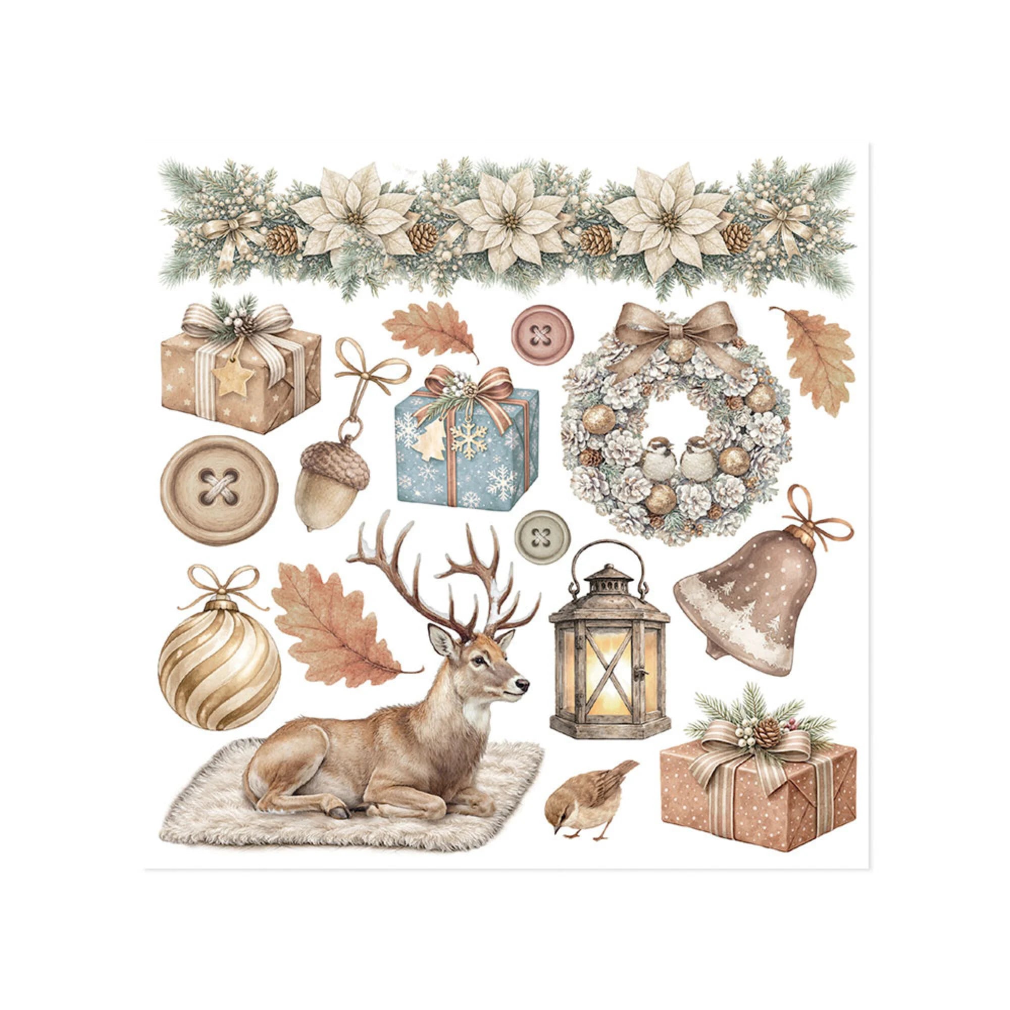 Stamperia - White Christmas - Rub ons kit - 15,5 x 15,5 cm