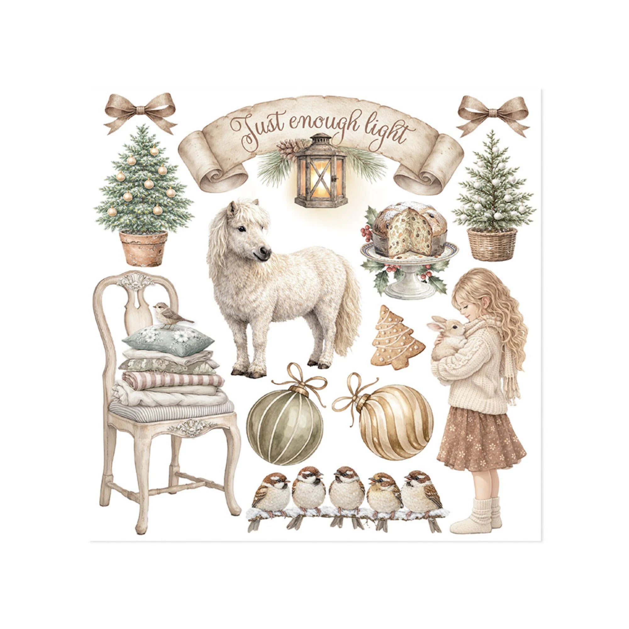 Stamperia - White Christmas - Rub ons kit - 15,5 x 15,5 cm