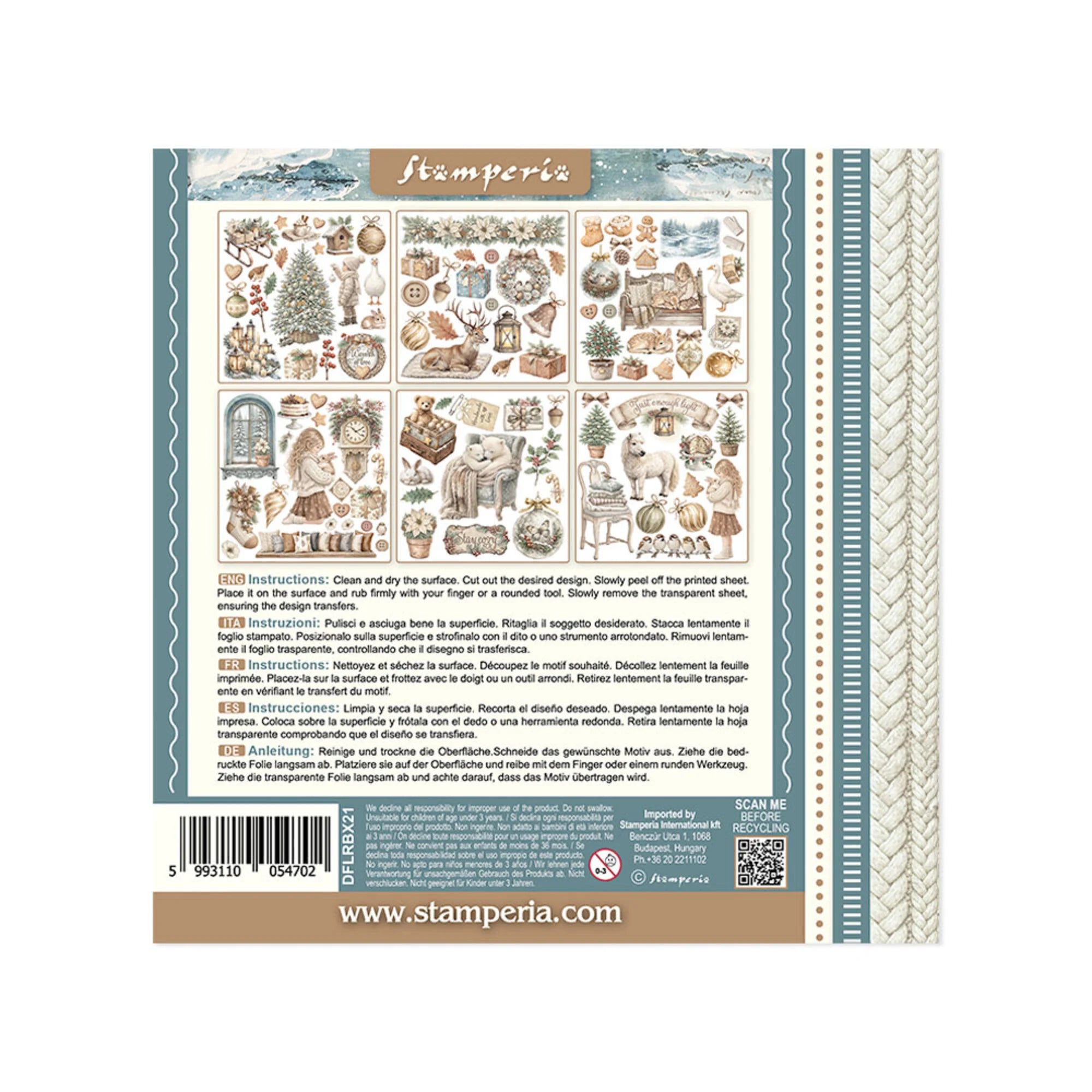 Stamperia - White Christmas - Rub ons kit - 15,5 x 15,5 cm