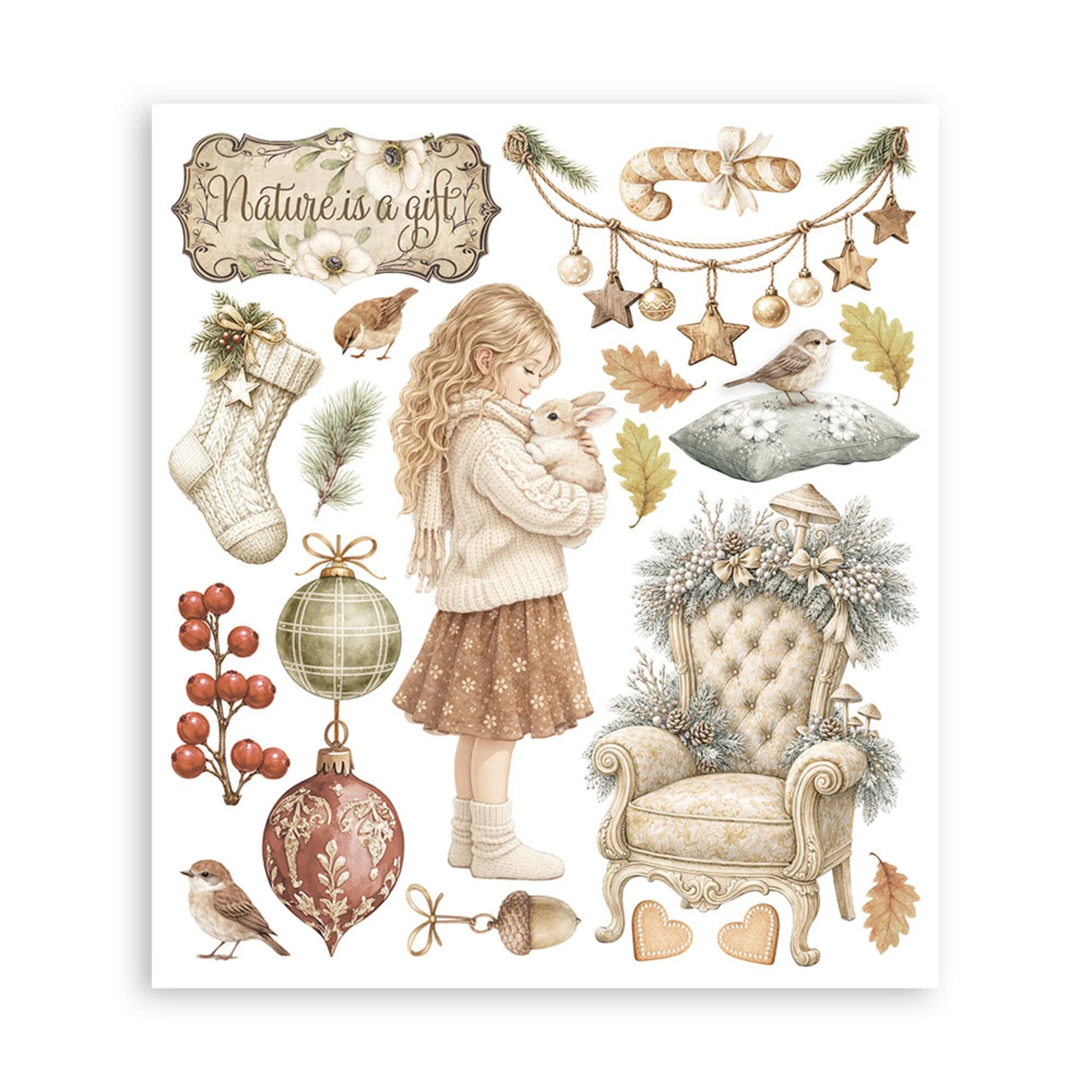 Stamperia - White Christmas - Rub ons -  20,5 x 23 cm