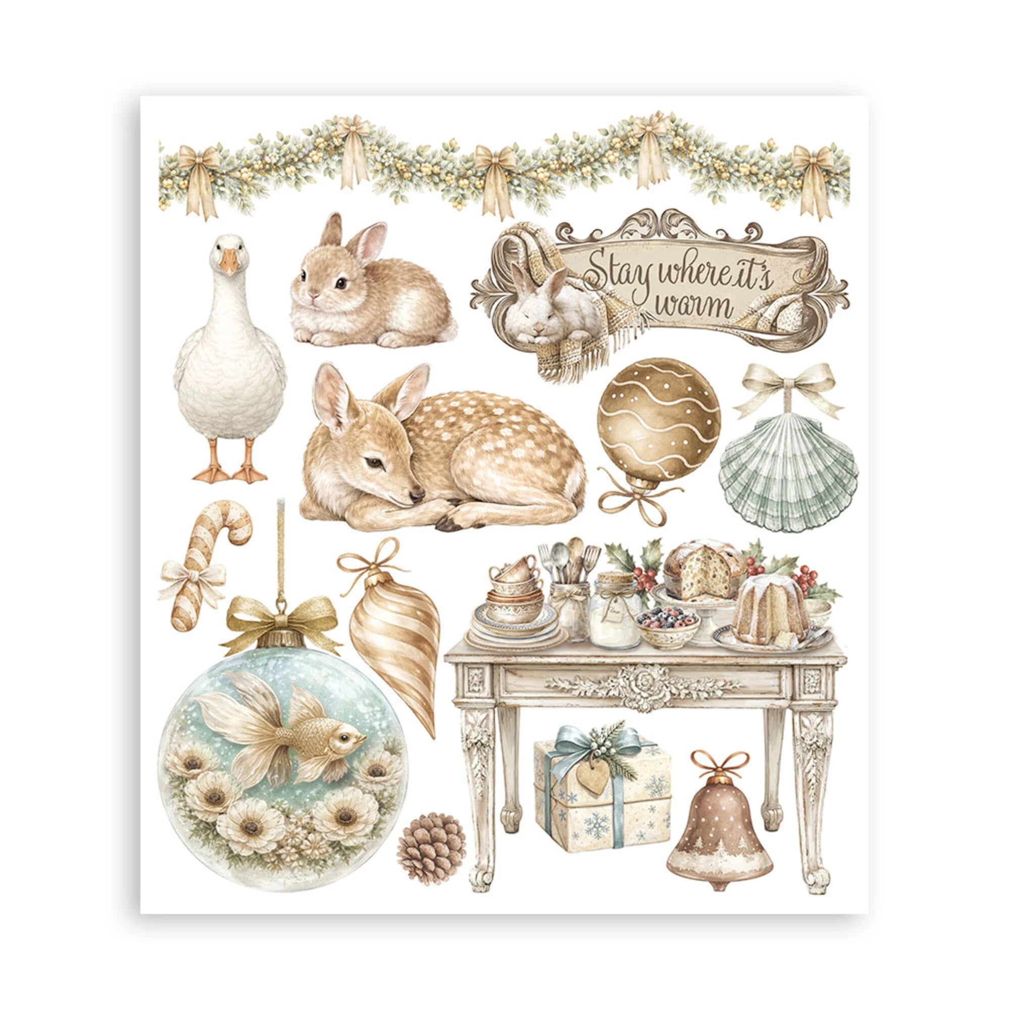 Stamperia - White Christmas - Rub ons -  20,5 x 23 cm