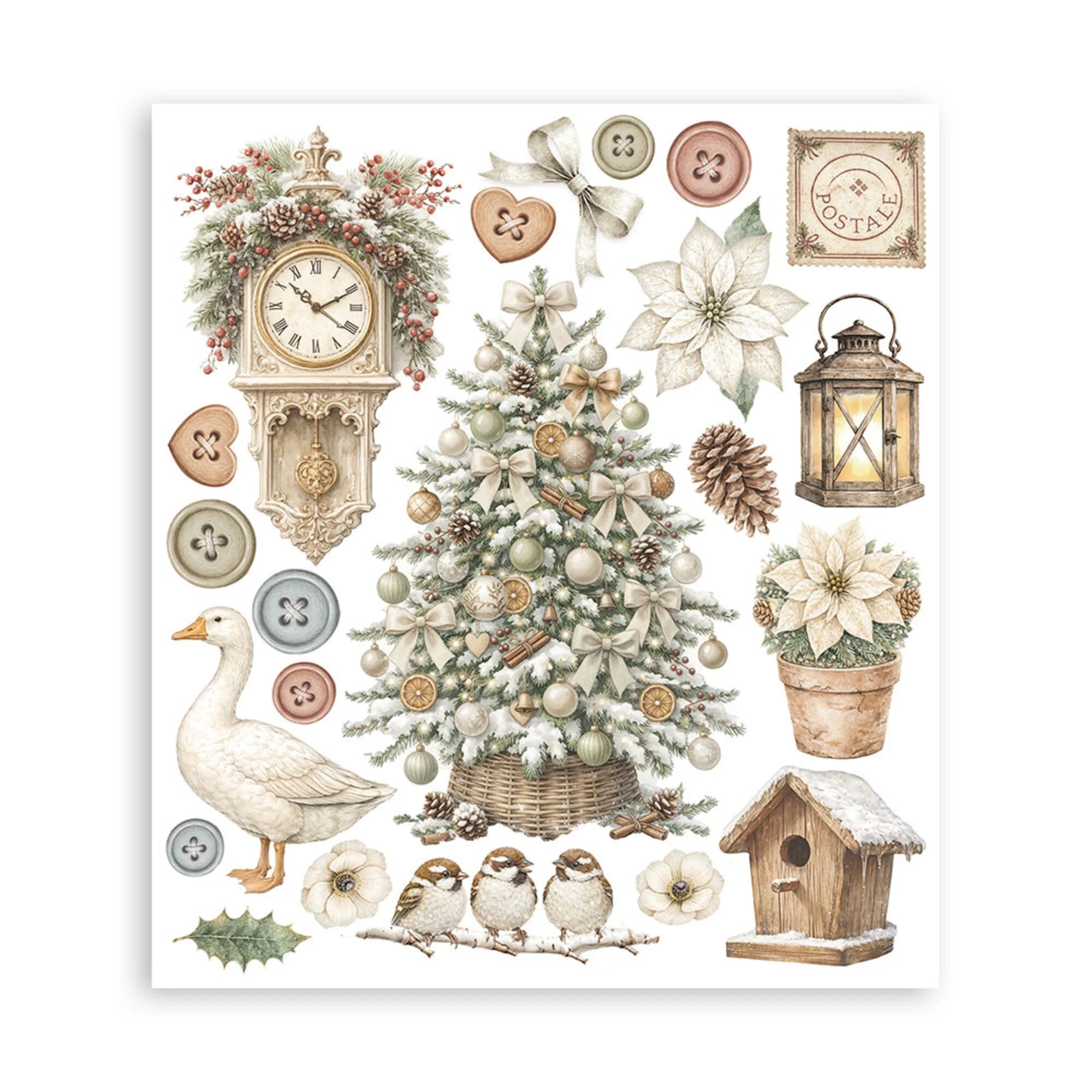 Stamperia - White Christmas - Rub ons -  20,5 x 23 cm