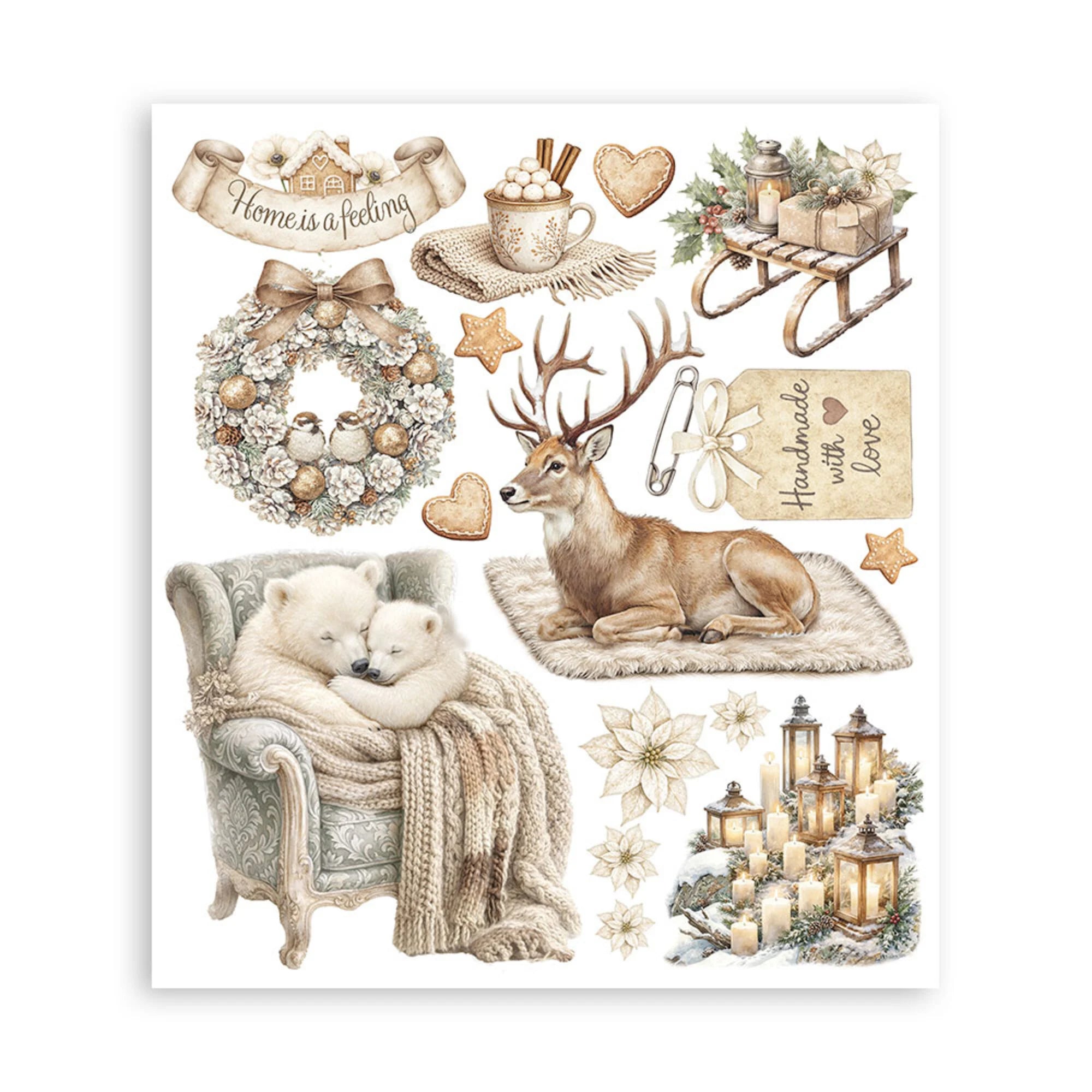 Stamperia - White Christmas - Rub ons -  20,5 x 23 cm