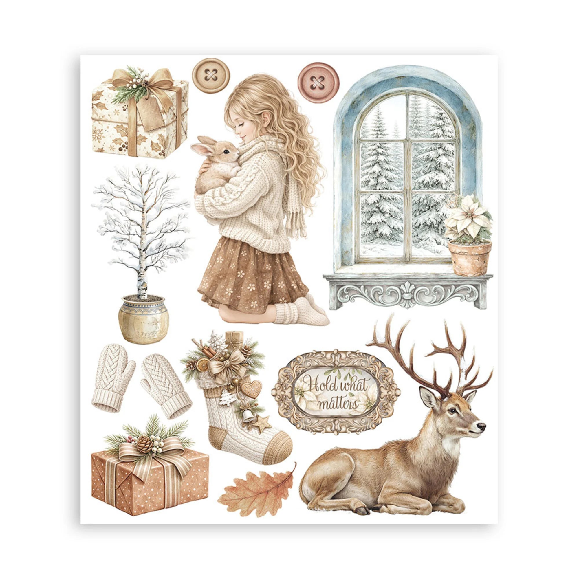 Stamperia - White Christmas - Rub ons -  20,5 x 23 cm