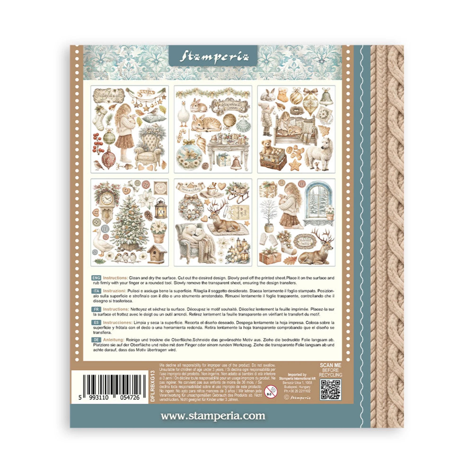 Stamperia - White Christmas - Rub ons -  20,5 x 23 cm